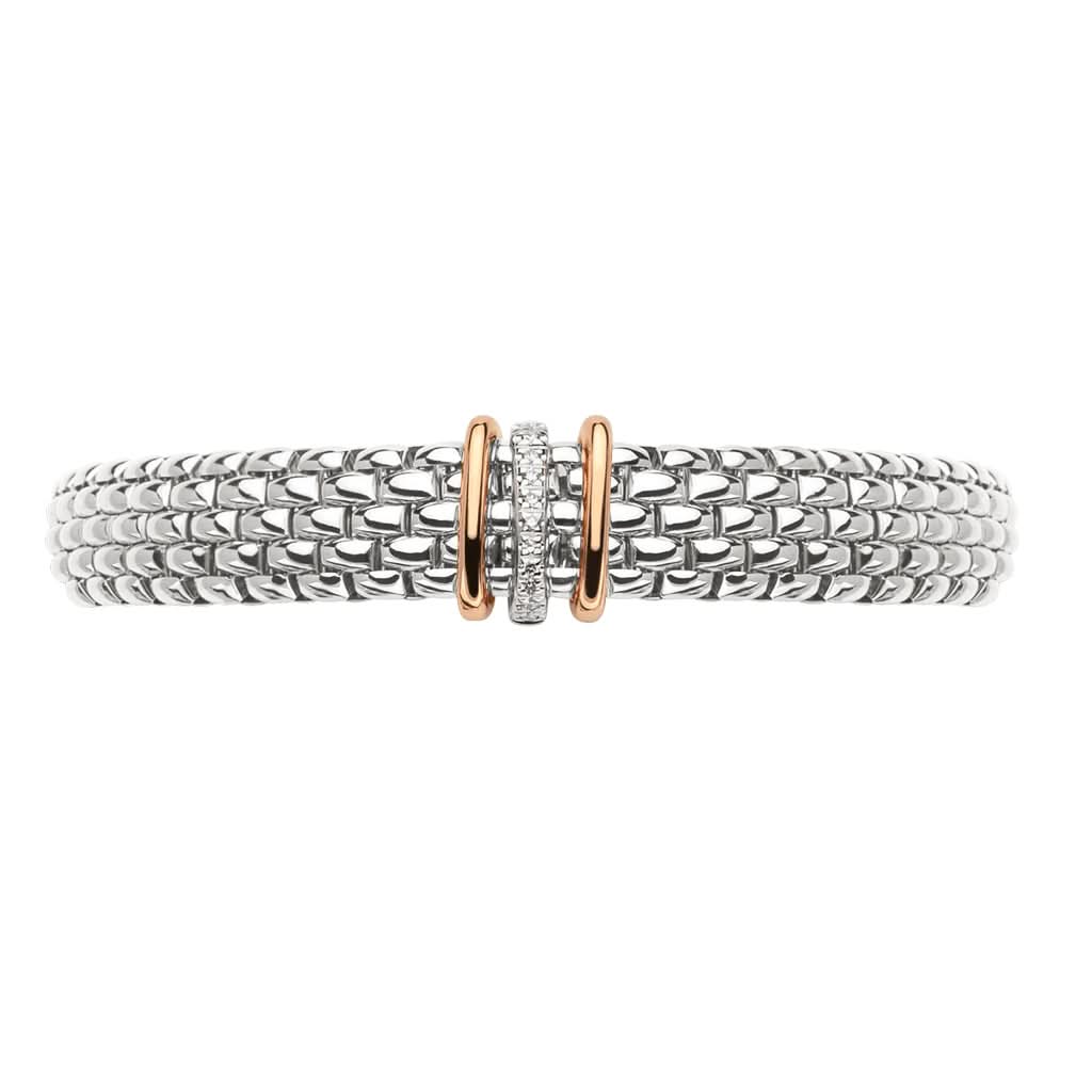 FOPE 18ct White Gold Panorama Bracelet with Rose Gold Diamond-Set Rondel - Image 2