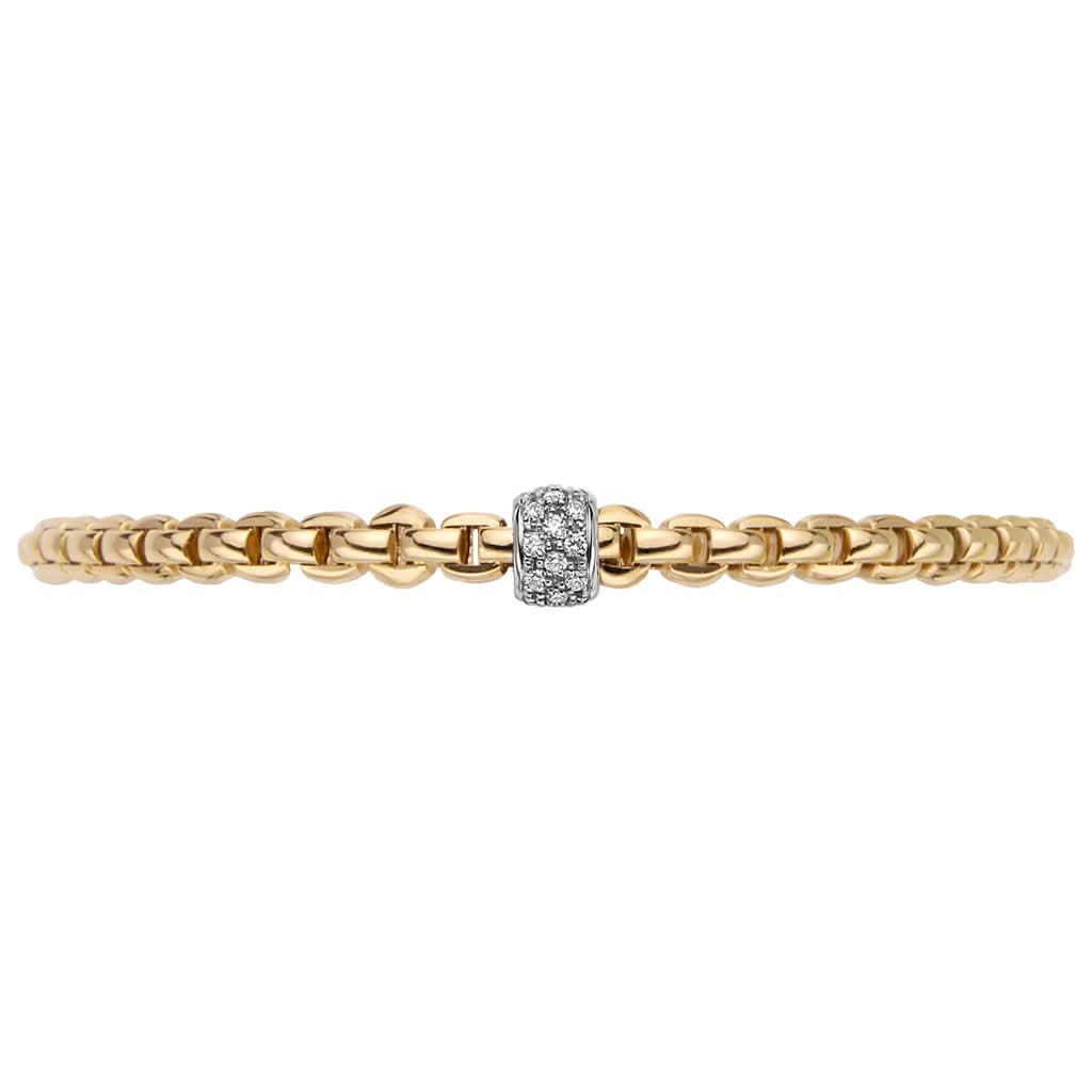 FOPE 18ct Yellow Gold Flex'It Eka Bracelet with Diamond-set Rondel - Image 2