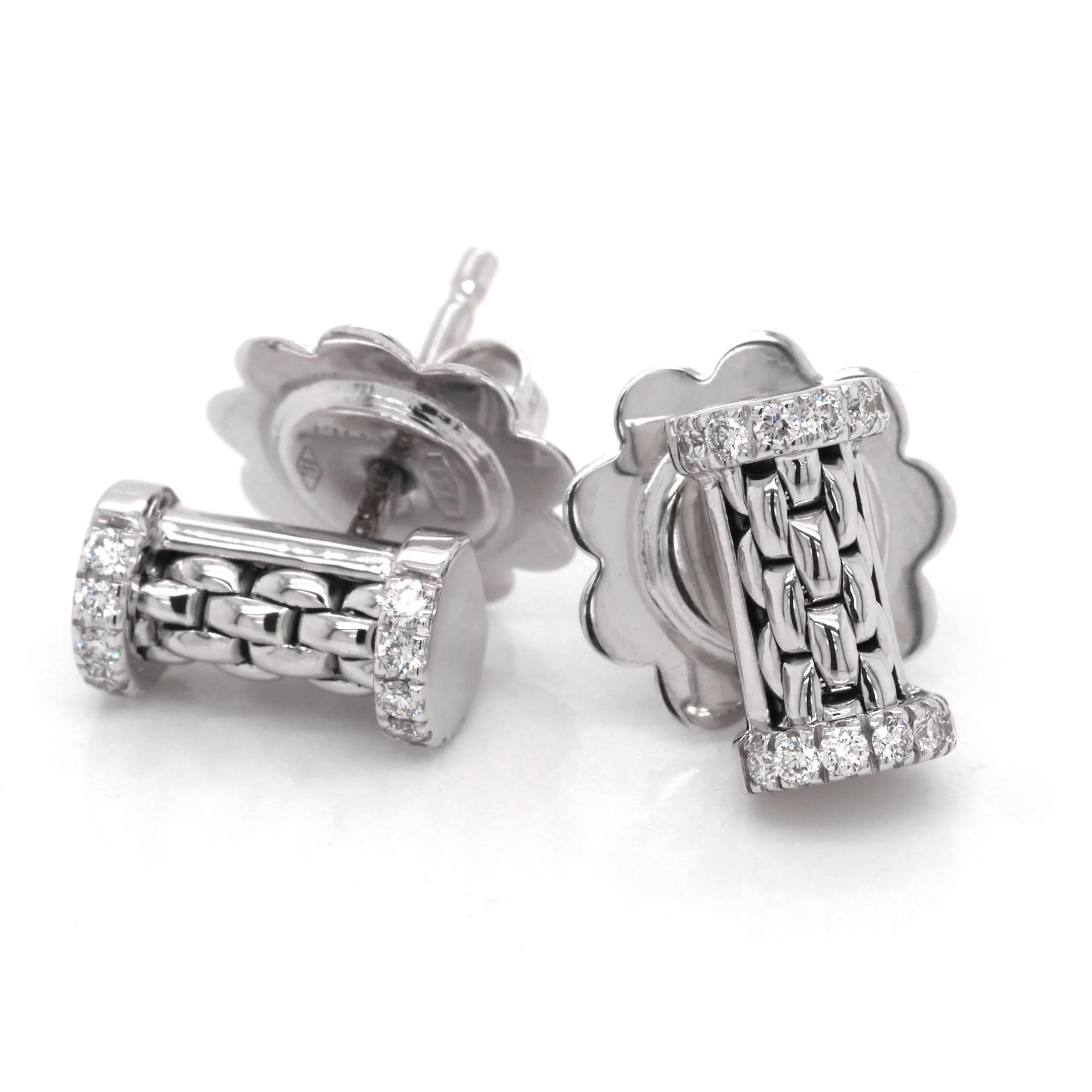 FOPE 18ct White Gold Essentials Stud Bar Diamond-Set Earrings - Image 3