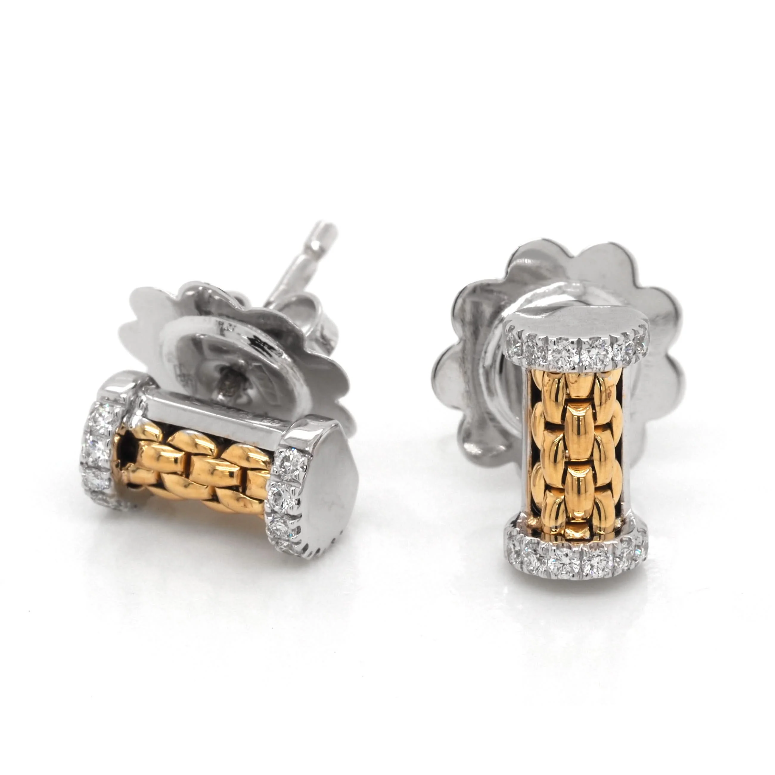 FOPE 18ct Yellow and White Gold Essentials Diamond-Set Stud Bar Earrings - Image 3