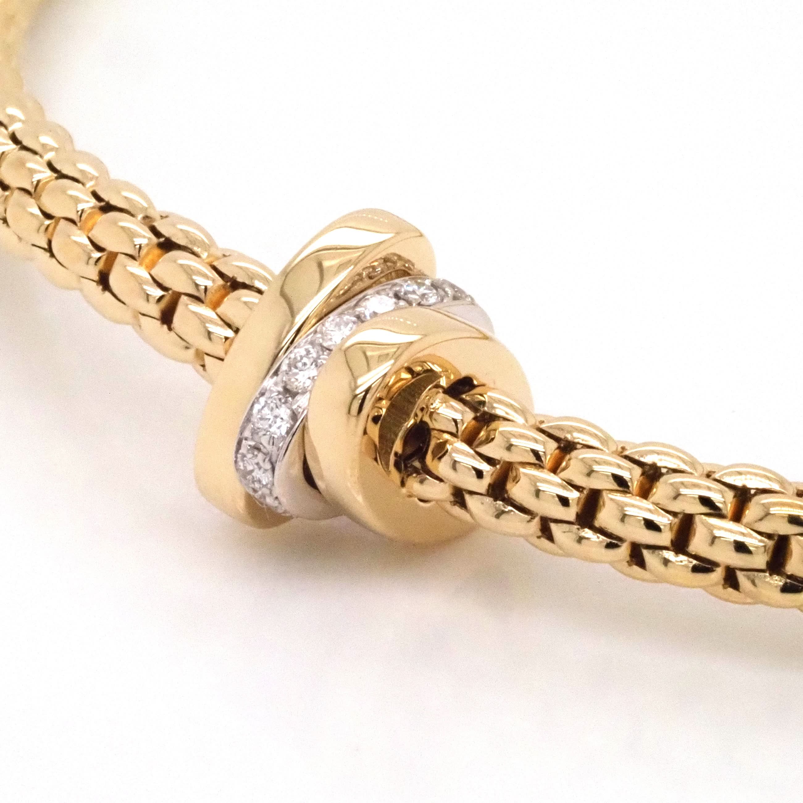 FOPE 18ct Yellow Gold Flex’it Bracelet with Diamond Set and Plain Rondels 744B - Image 2