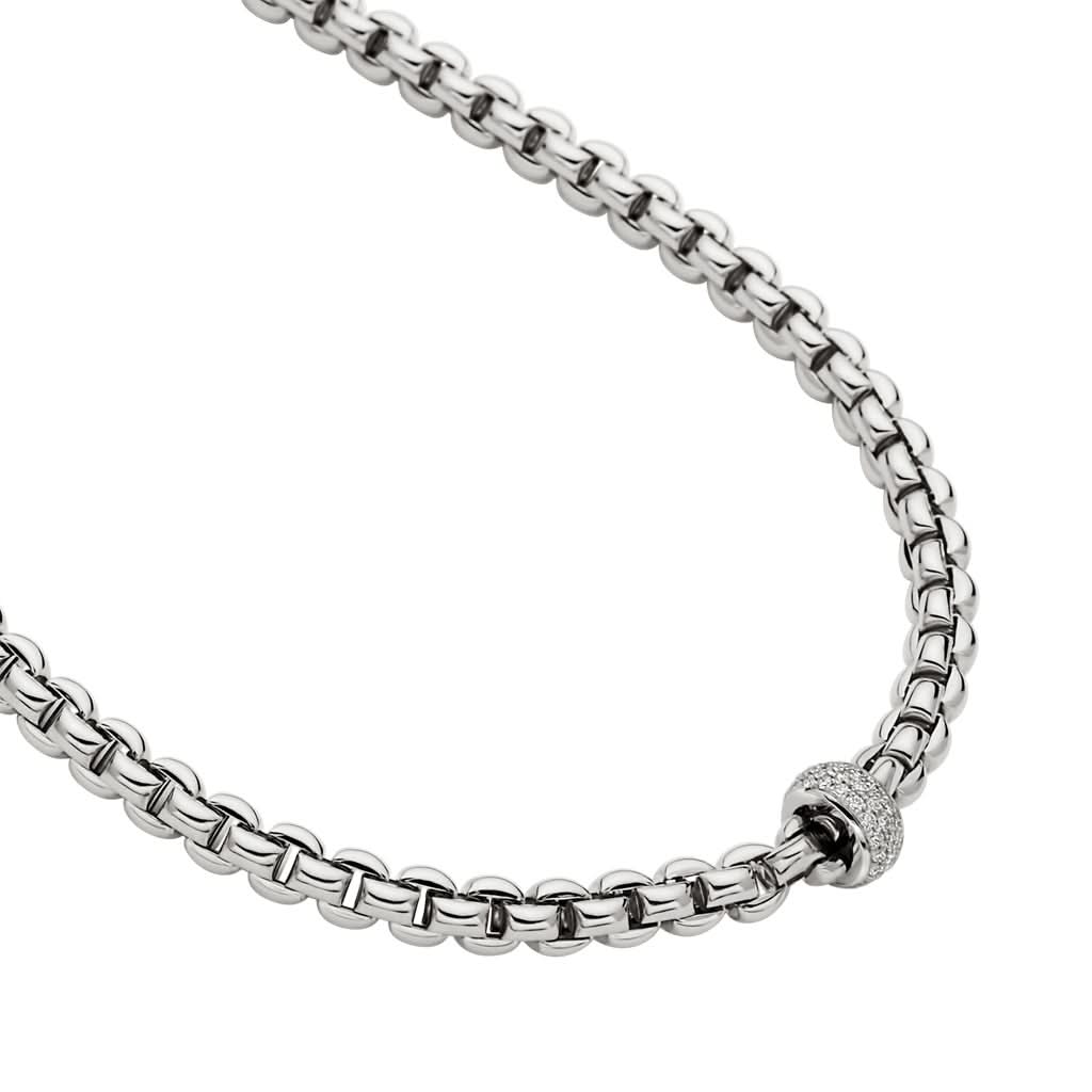 FOPE EKA 18ct White Gold Necklace with Diamond-Set Rondels - Image 2