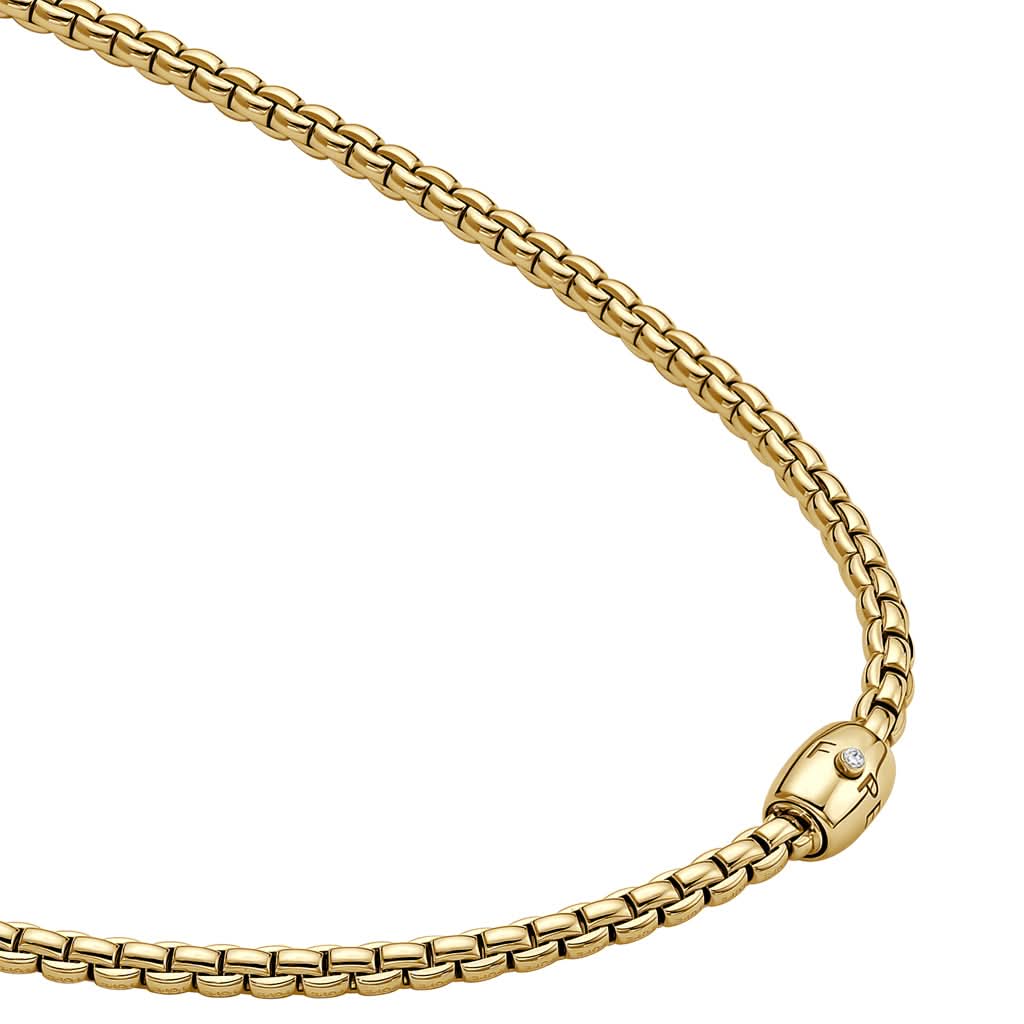 FOPE EKA Flex'it 18ct Yellow Gold Necklace with Diamond-set Push Clasp - Image 2