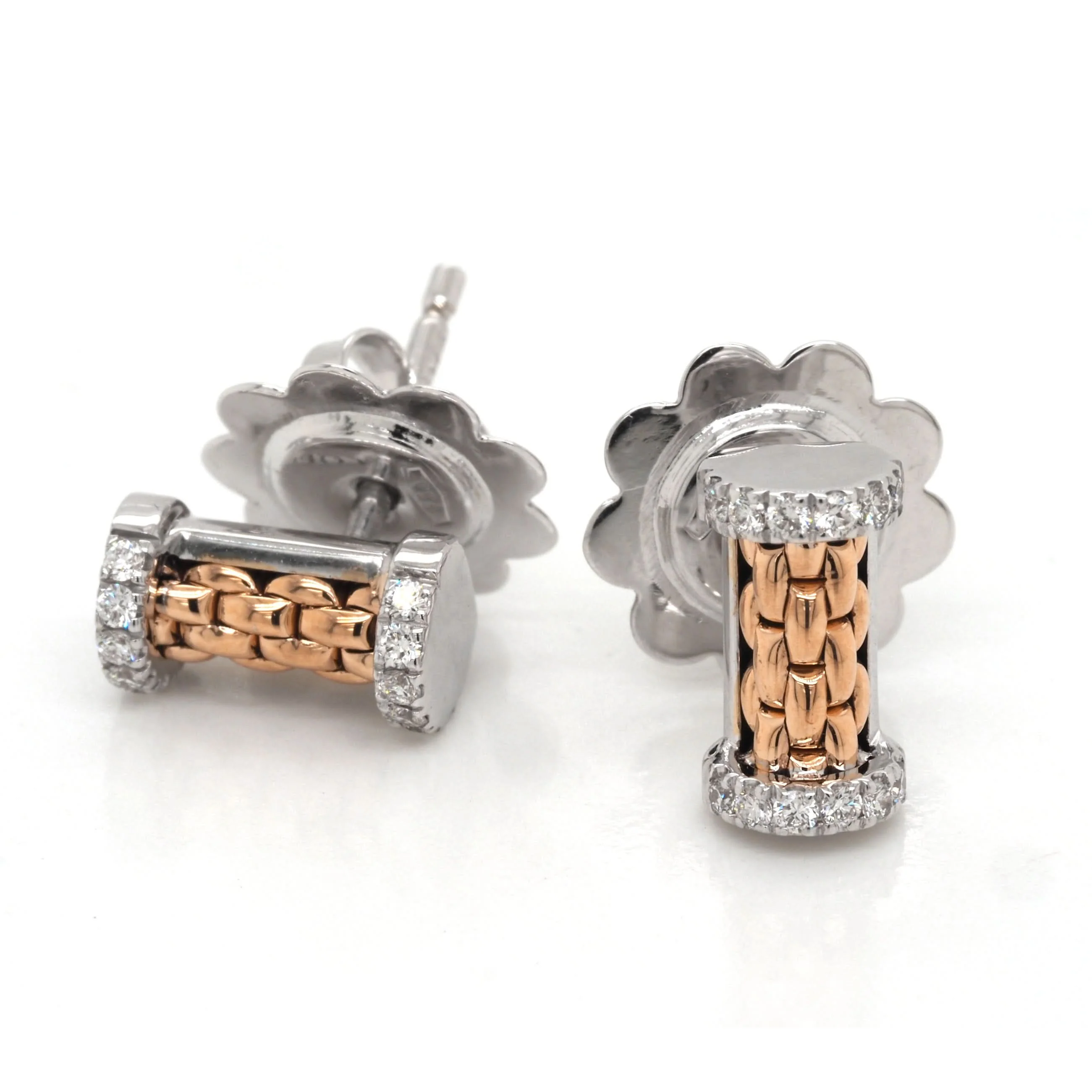 FOPE Essentials 18ct White and Rose Gold Diamond-Set Stud Earrings - Image 2