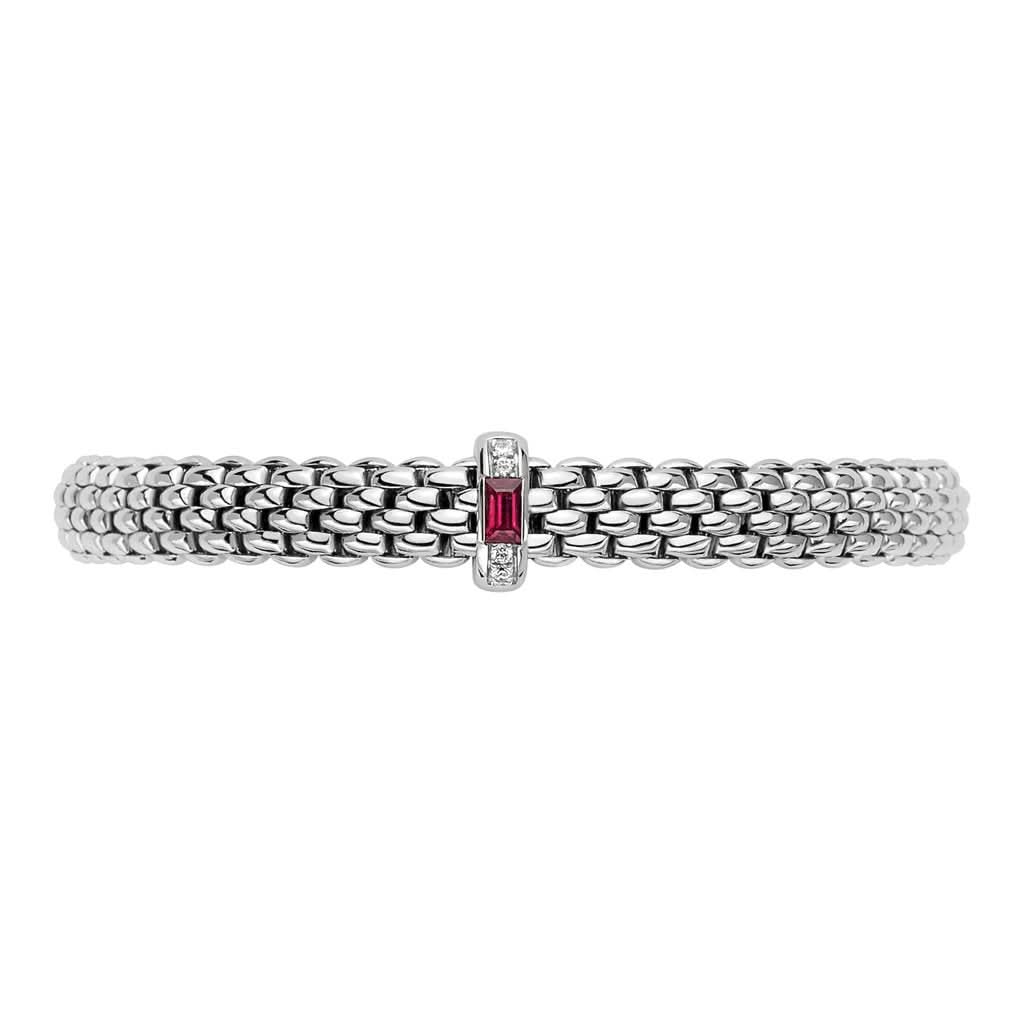 FOPE Flex'it Vendome 18ct White Gold Ruby and Diamond Rondel Bracelet 583B BRUB - Image 2