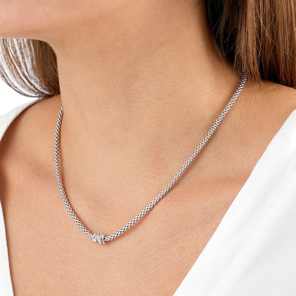 FOPE Prima 18ct White Gold Necklace with 18ct White Gold Diamond-set Rondels 74208CX-BB-B - Image 2