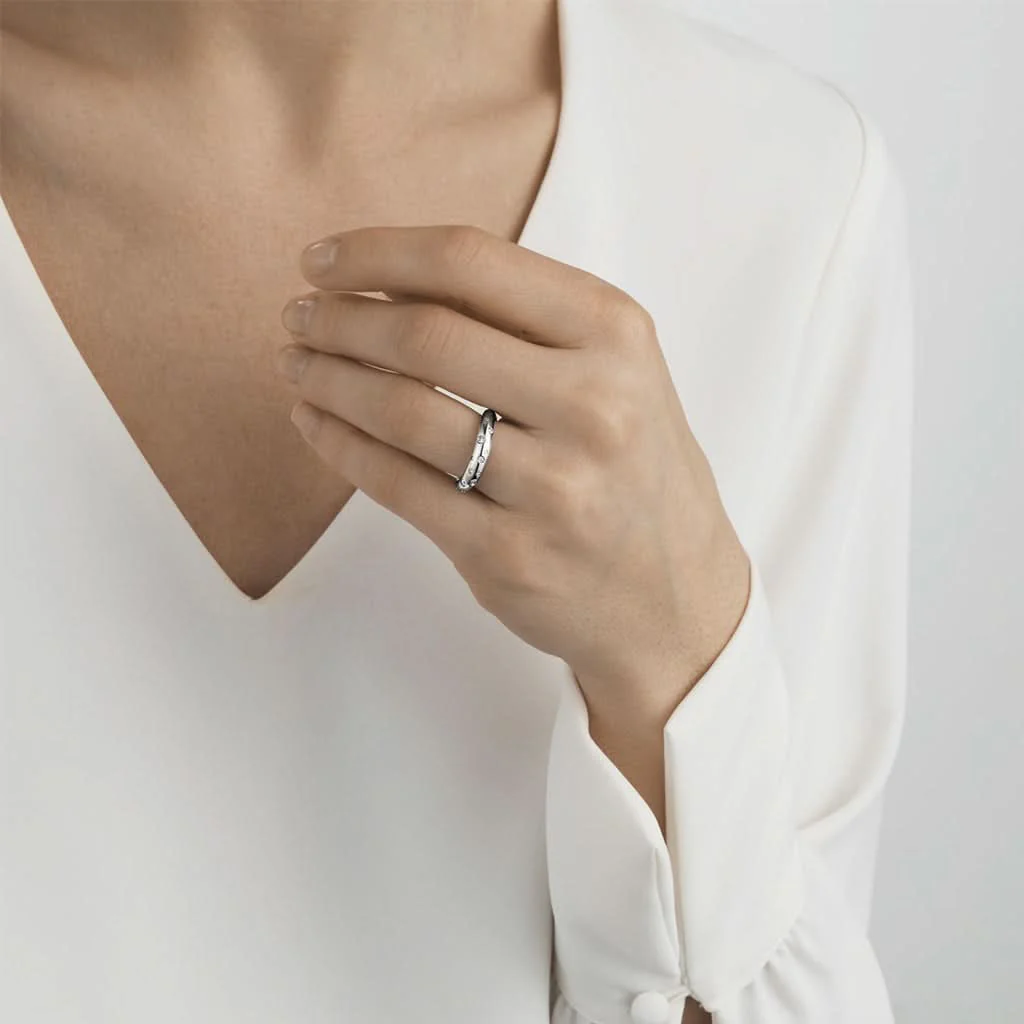 Georg Jensen Silver and Diamond Offspring Ring 20000136 - Image 2