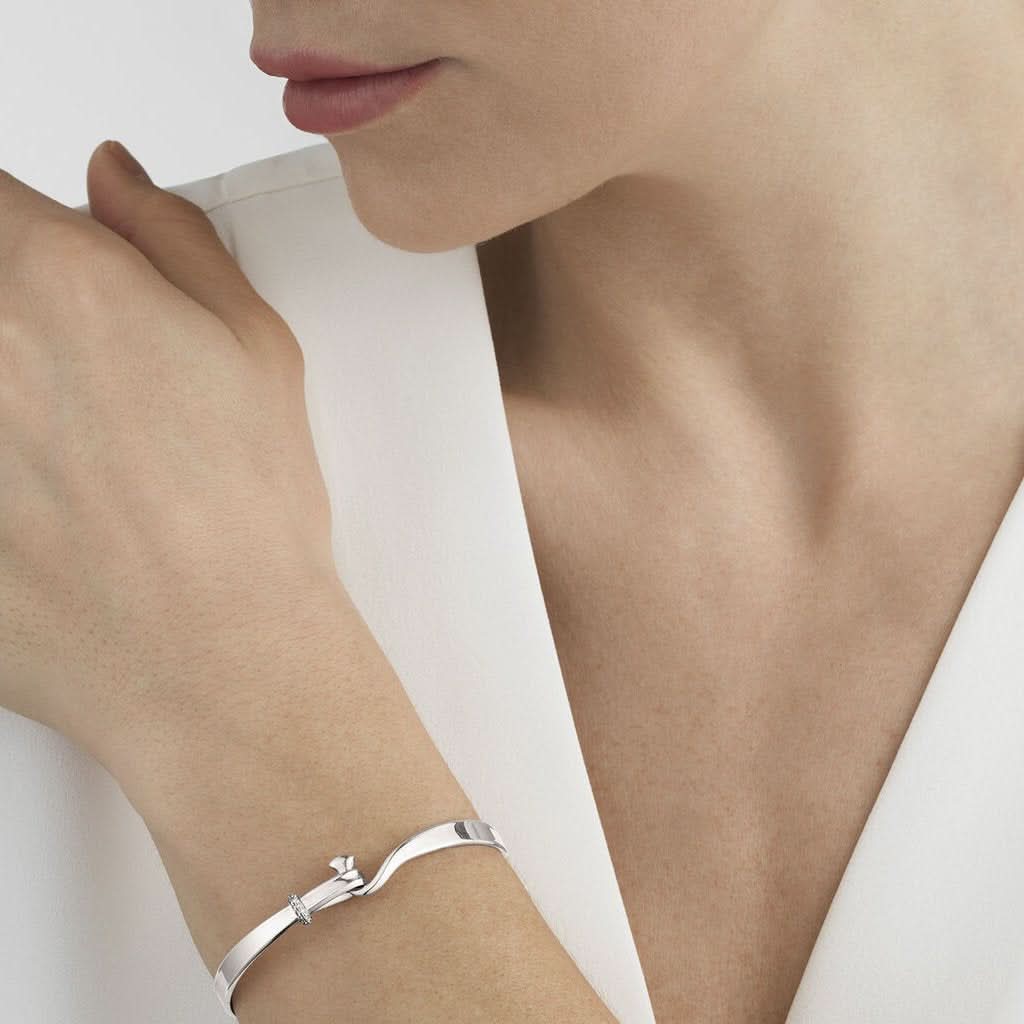 Georg Jensen Silver and Diamond Torun Bangle 20000547 - Image 2
