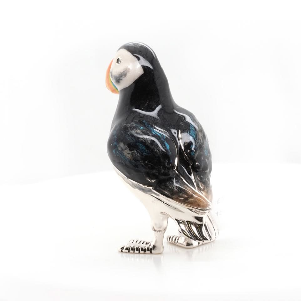 Handcrafted Silver and Enamel Large Puffin - Image 2