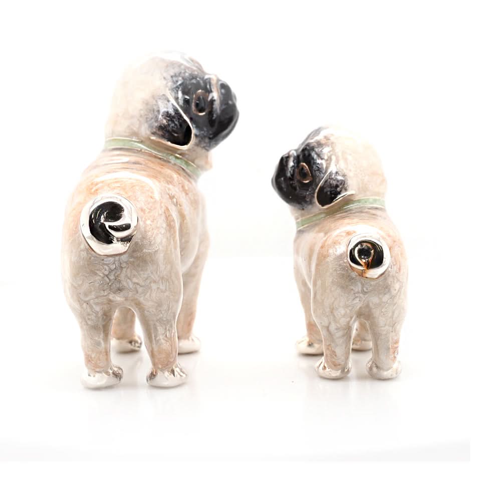 Handcrafted Silver and Enamel Pair of Pugs - Image 3