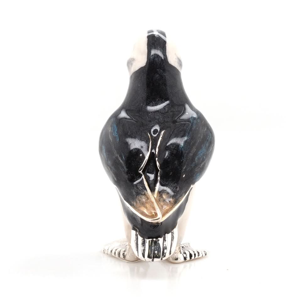 Handcrafted Silver and Enamel Puffin with Eel - Image 3