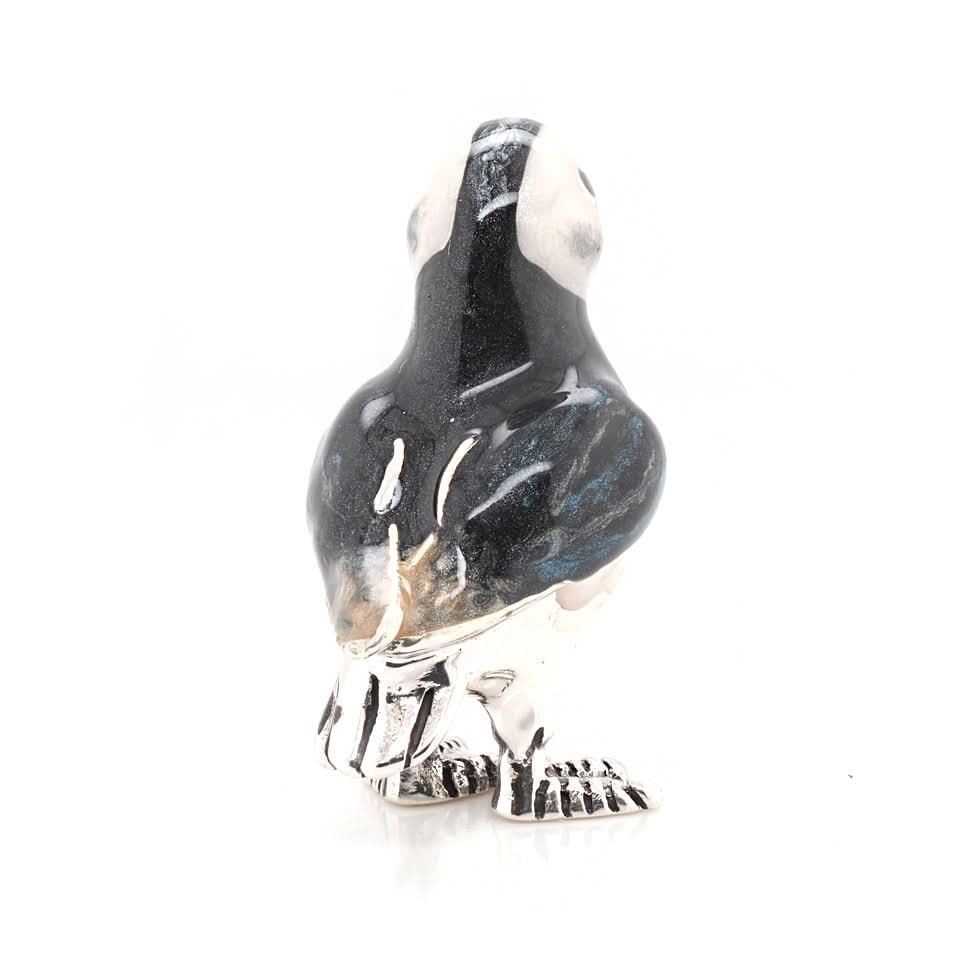 Handcrafted Silver and Enamel Small Puffin - Image 2