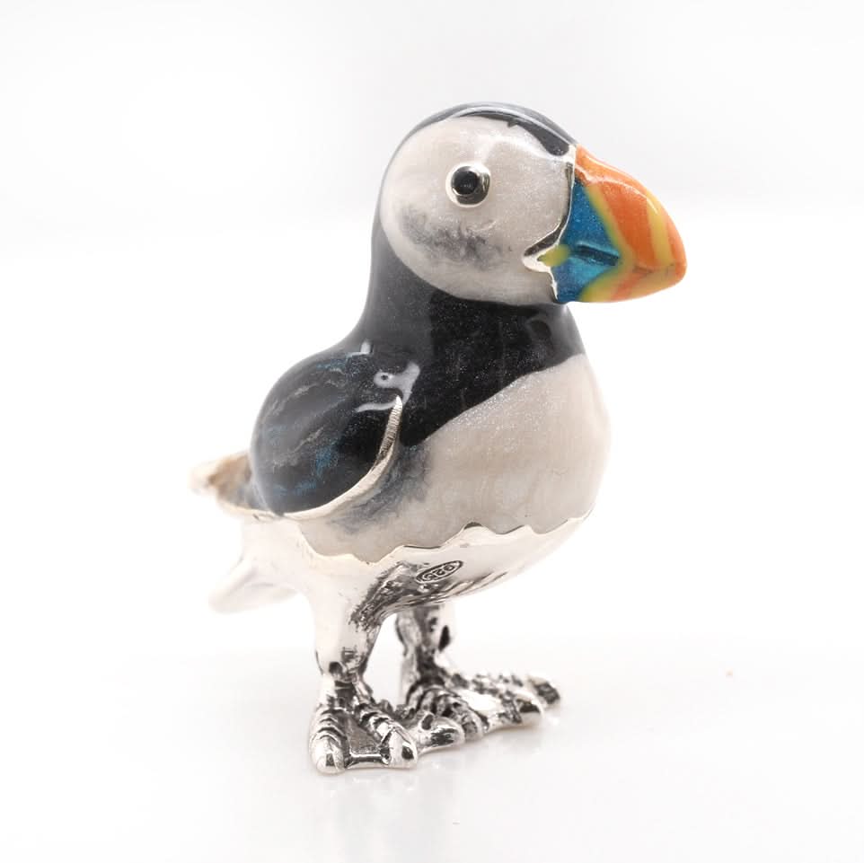 Handcrafted Silver and Enamel Small Puffin - Image 3