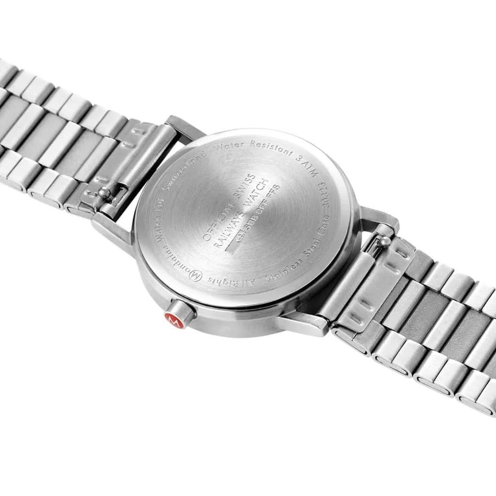 Mondaine Classic Stainless Steel Brushed Case Black Dial Metal Bracelet - Image 2