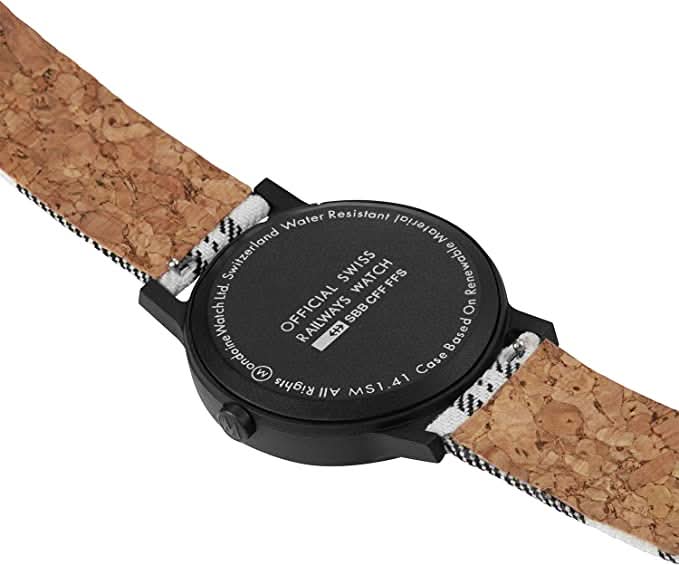 Mondaine Essence Mixed Materials Watch with Black Scottish Patterned Strap - Image 2