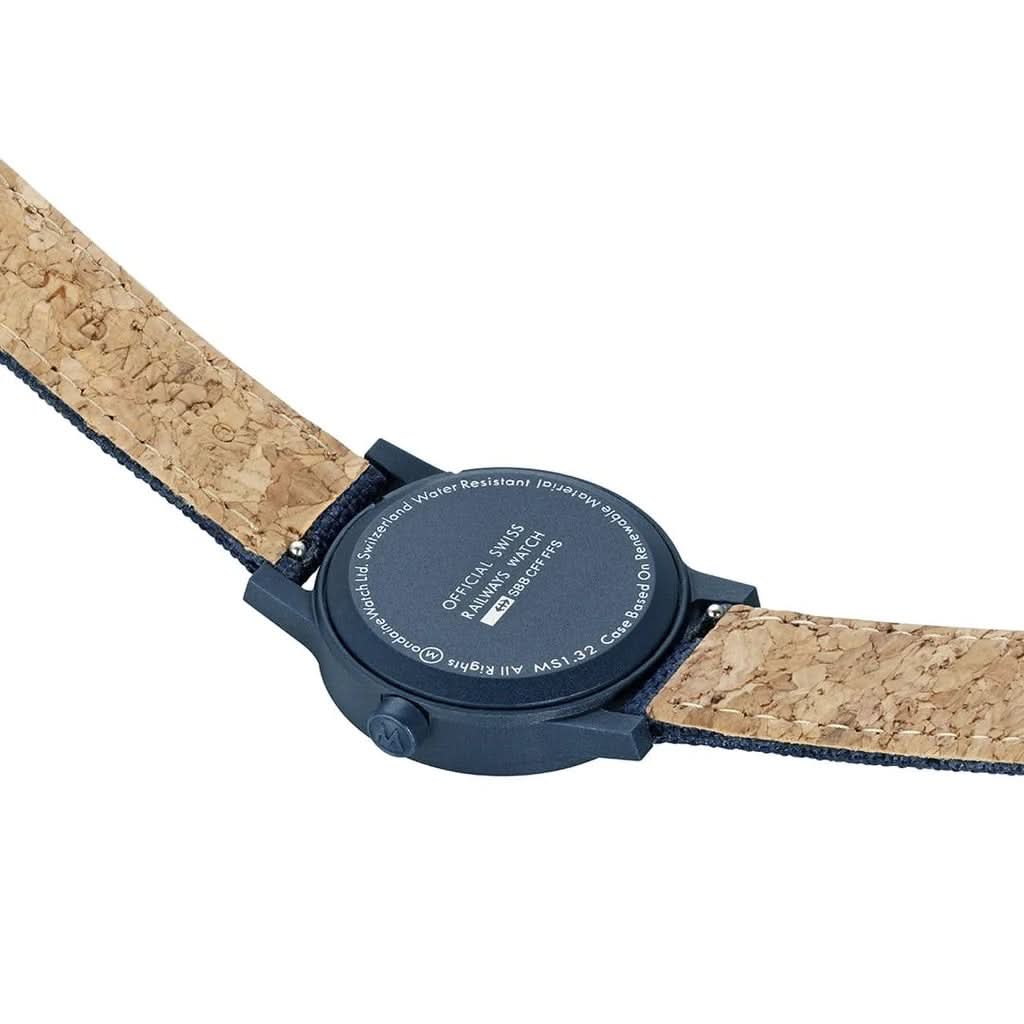 Mondaine Essence Sustainable Watch with Recycled PET Bottle and Cork Strap - Image 2