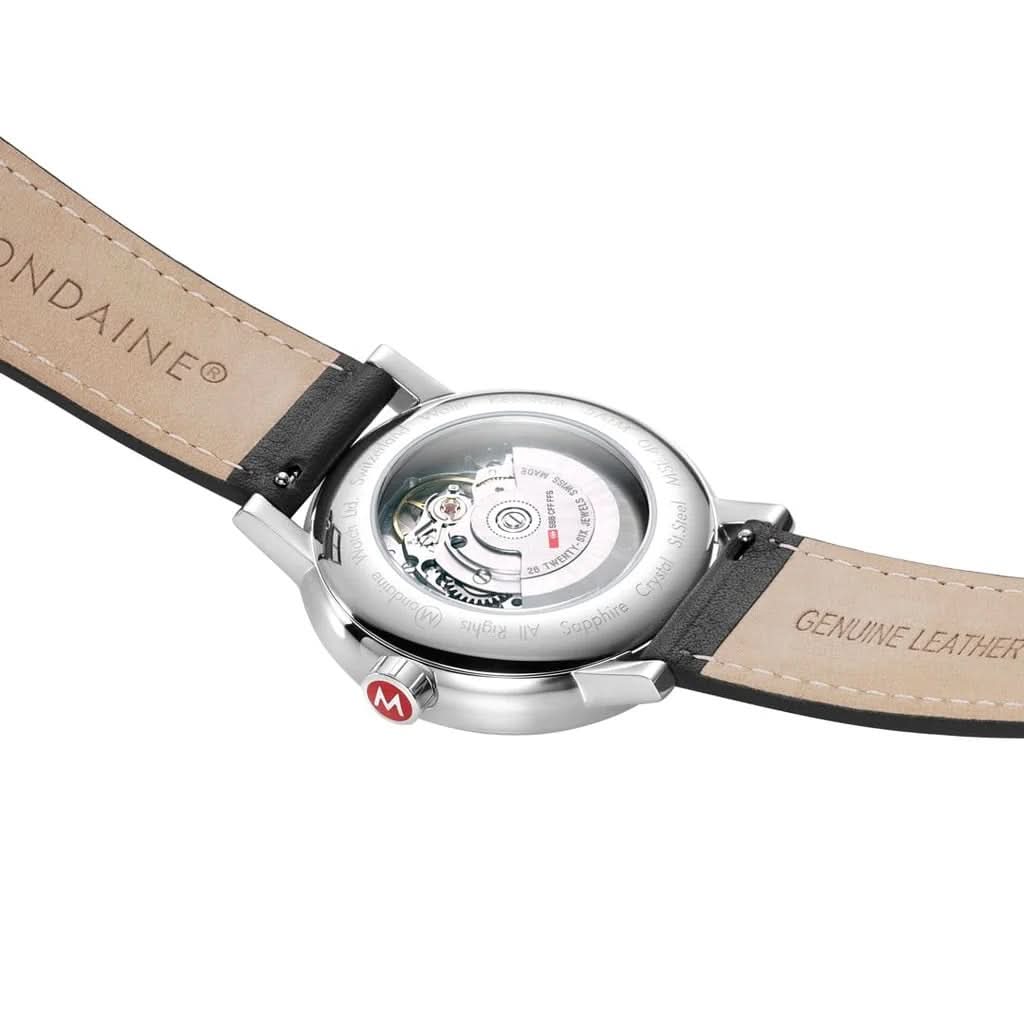 Mondaine evo2 Automatic Stainless Steel Watch with Black Leather Strap - Image 2