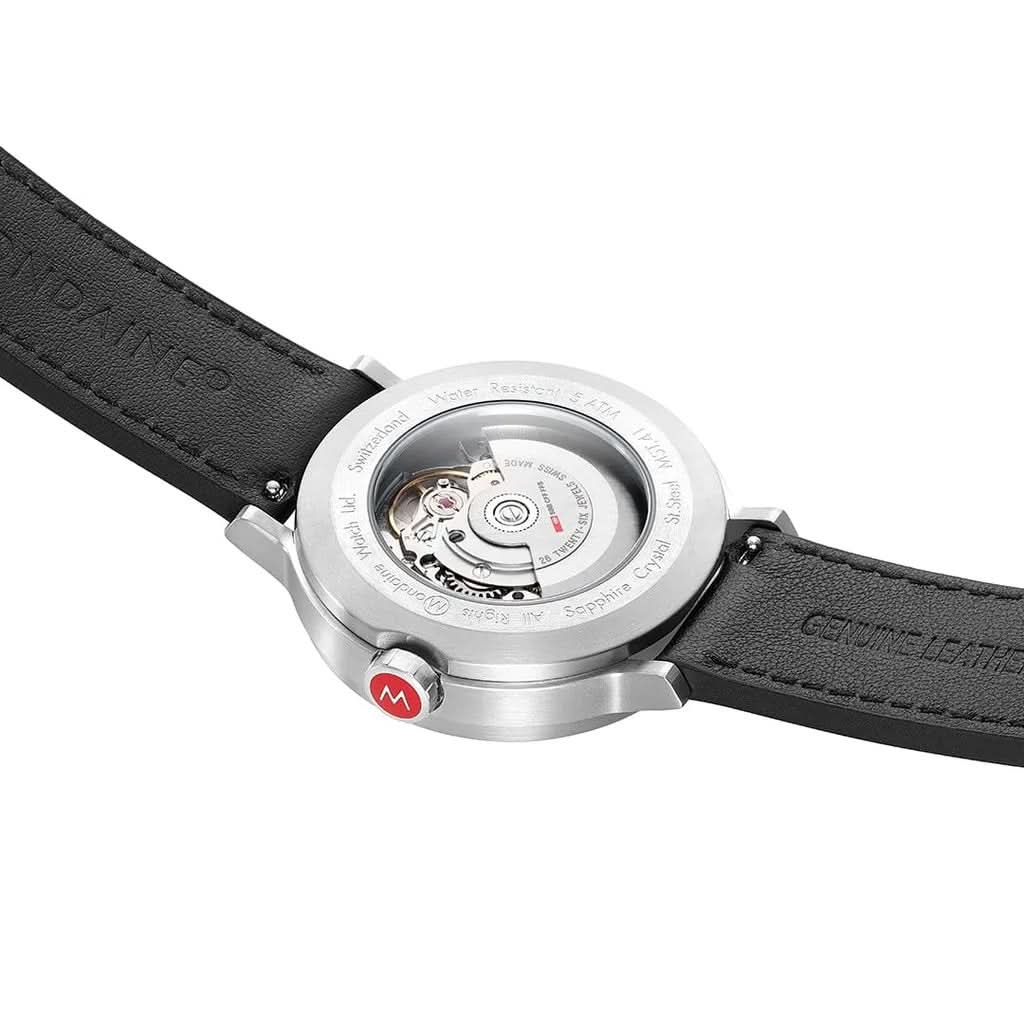 Mondaine Original Automatic Stainless Steel Watch with Black Leather Strap - Image 2
