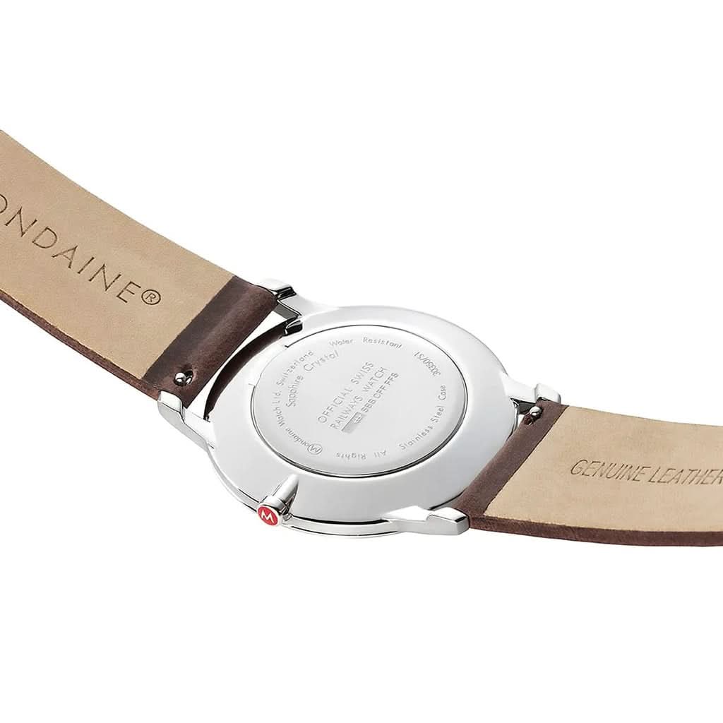 Mondaine Simply Elegant Stainless Steel Watch with Brown Leather Strap - Image 2