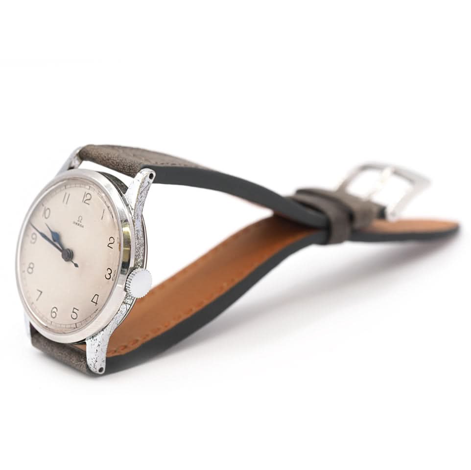 Omega Vintage Manual Wind Watch – Stainless Steel, Grey Leather Strap - Image 2