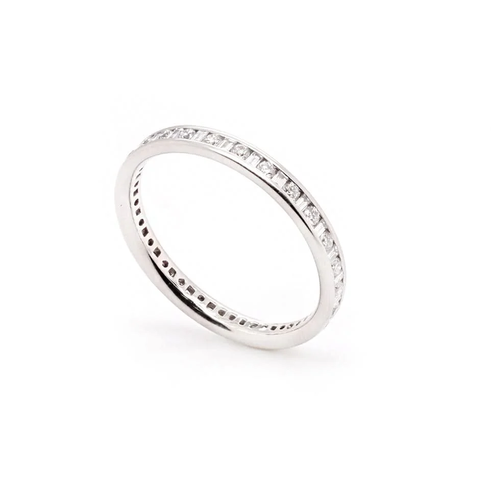 Platinum Alternating Diamond Full Eternity Ring - Image 2