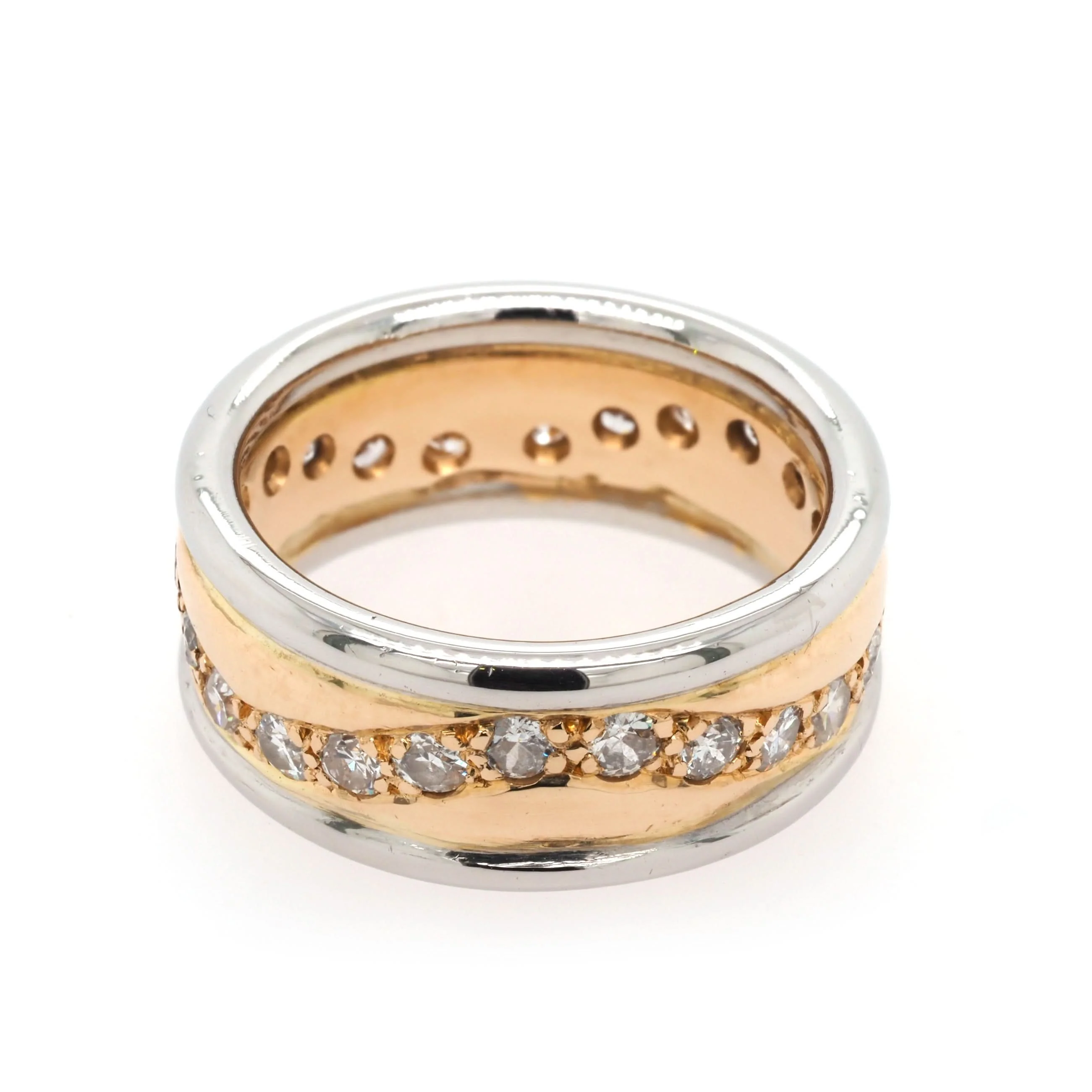 Platinum and 14ct Yellow Gold Diamond-Set Wide Dress Ring - Image 2