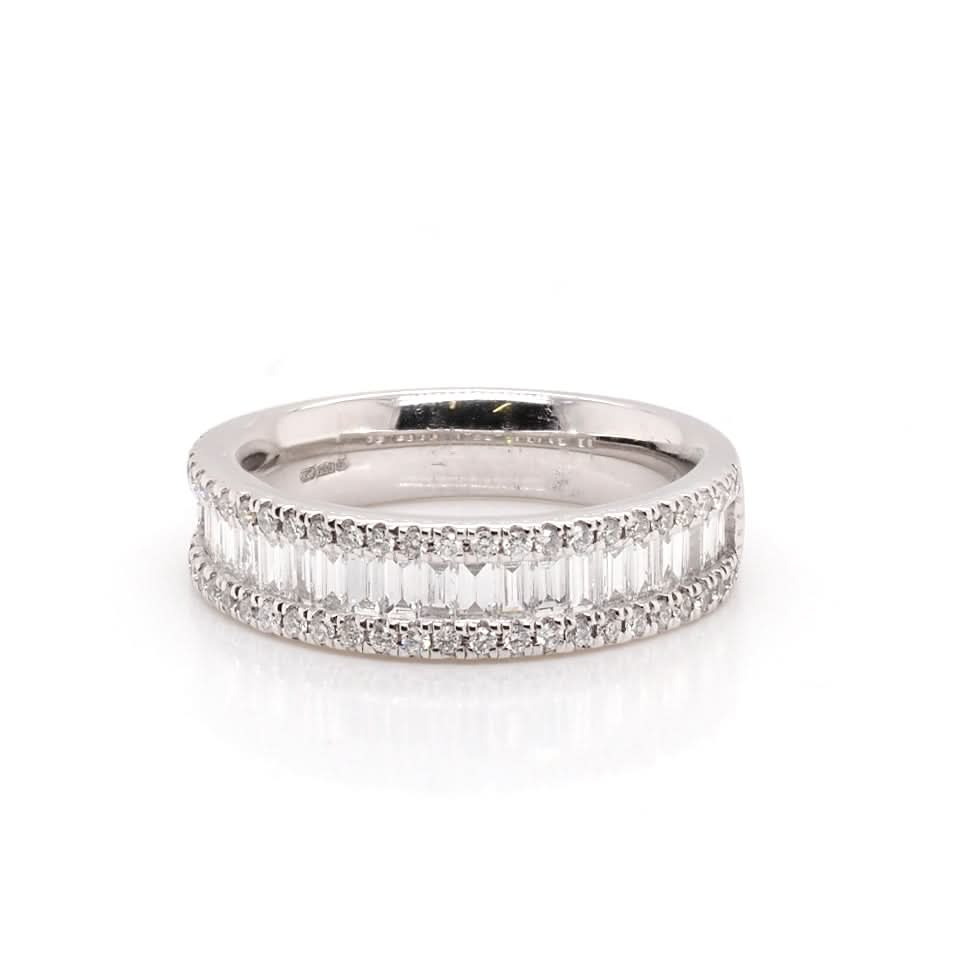 Platinum Baguette-Cut Diamond Set Half Eternity Ring - Image 2
