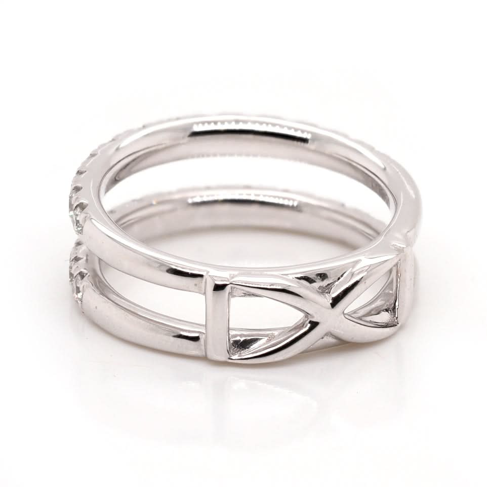 Platinum Diamond Set Double Half Eternity Ring - Image 2