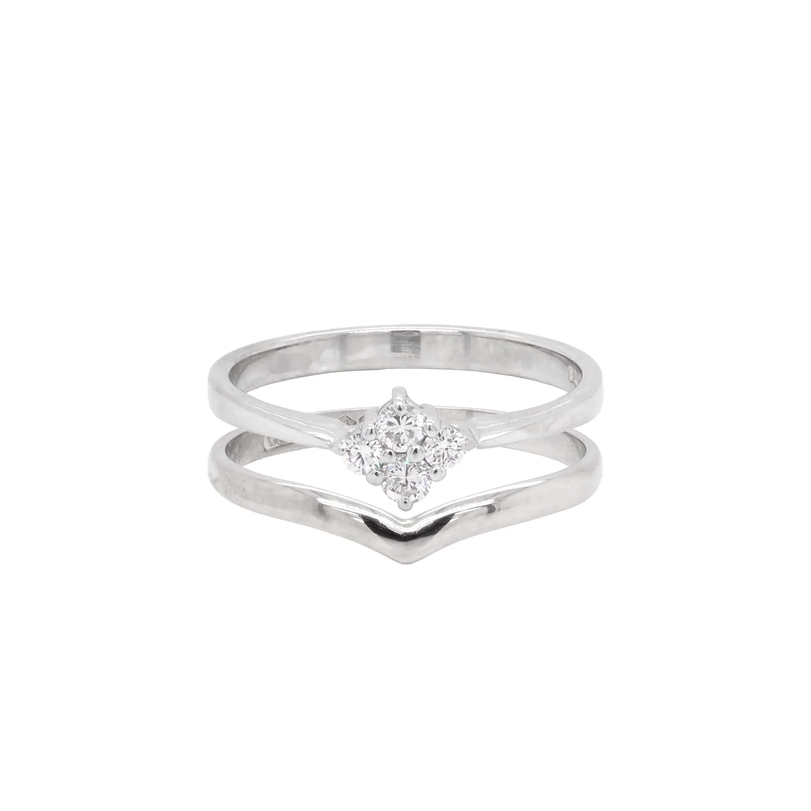 Platinum Diamond-Set Engagement Ring and Wedding Ring Set - Image 2