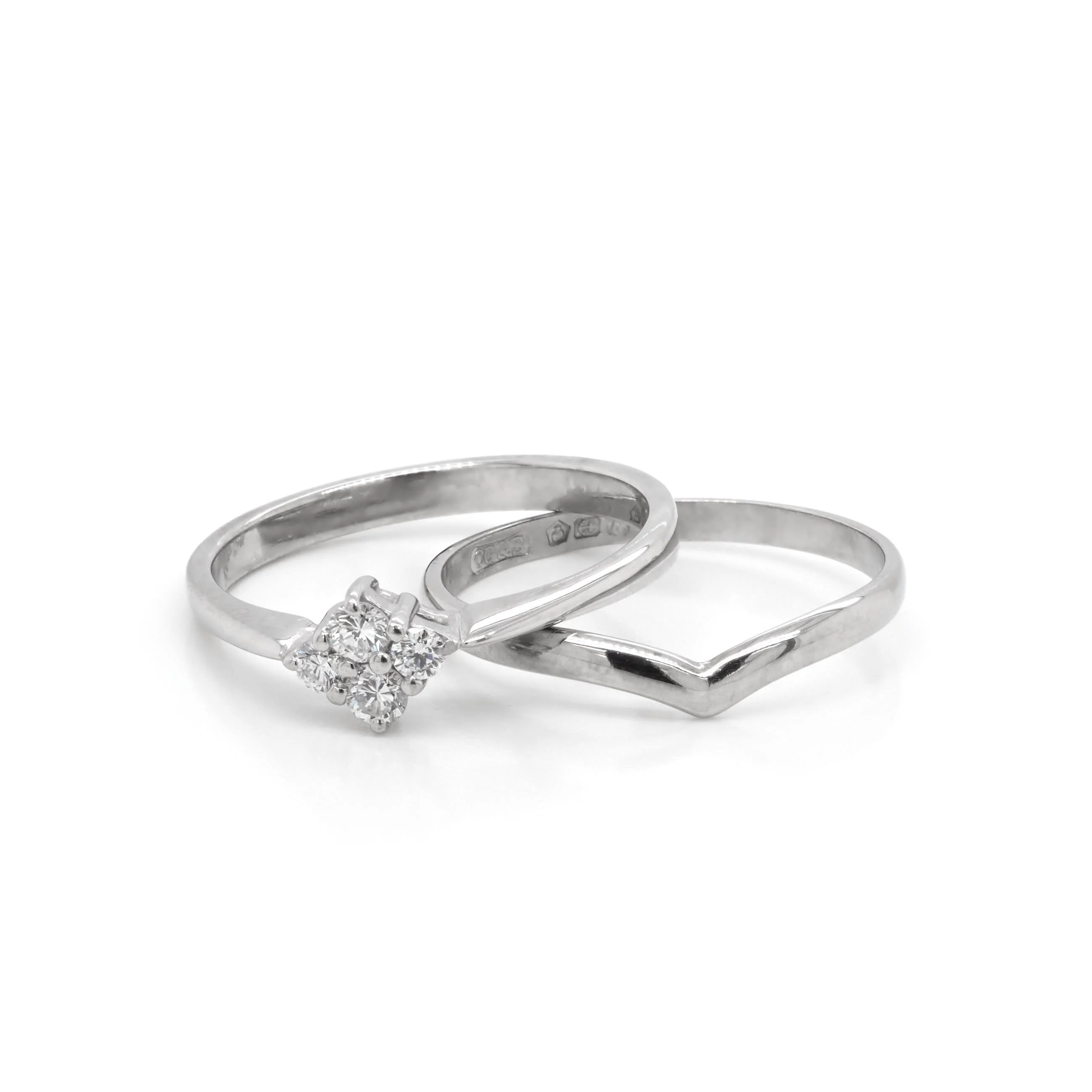 Platinum Diamond-Set Engagement Ring and Wedding Ring Set - Image 5