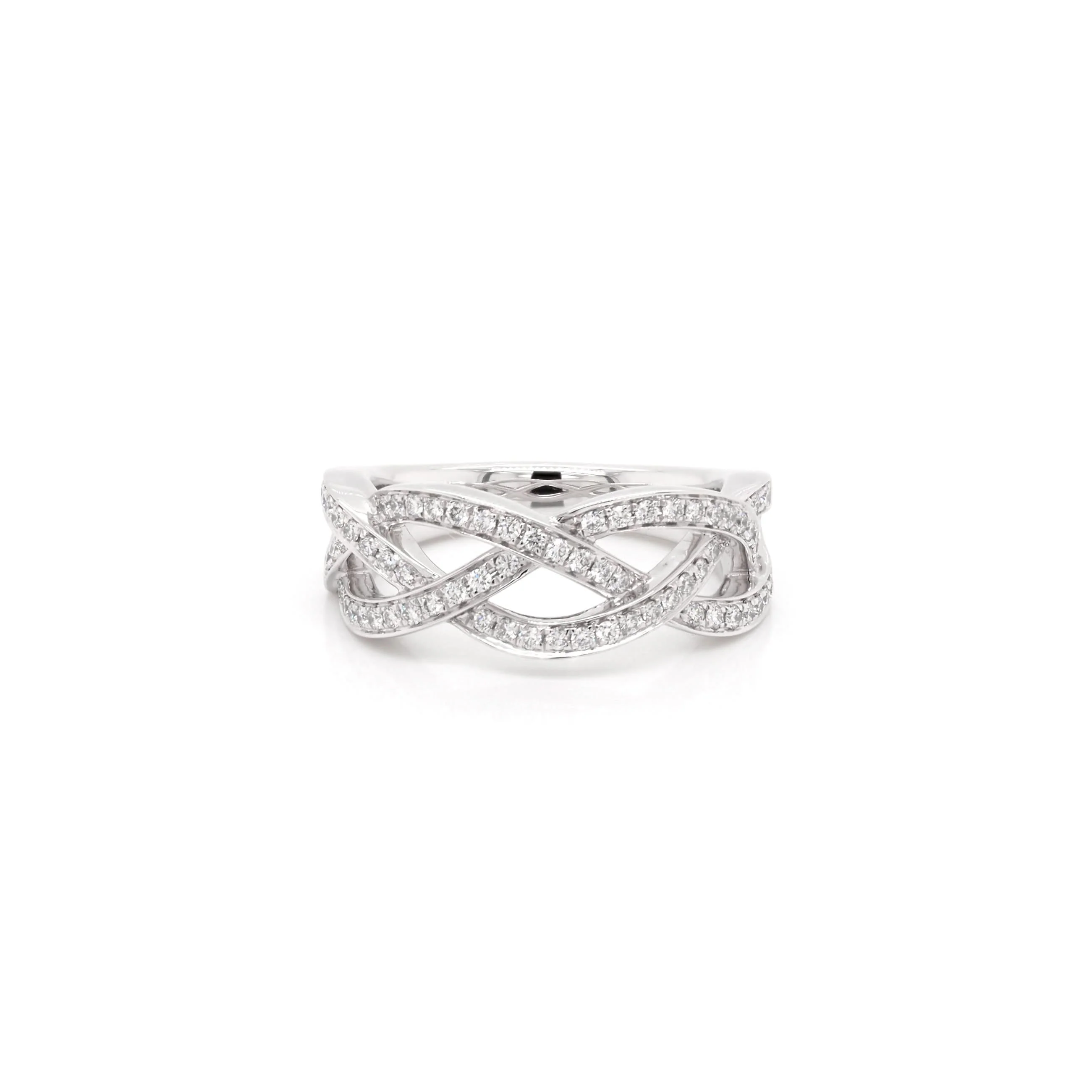 Platinum Diamond-Set Plait Ring - Image 2