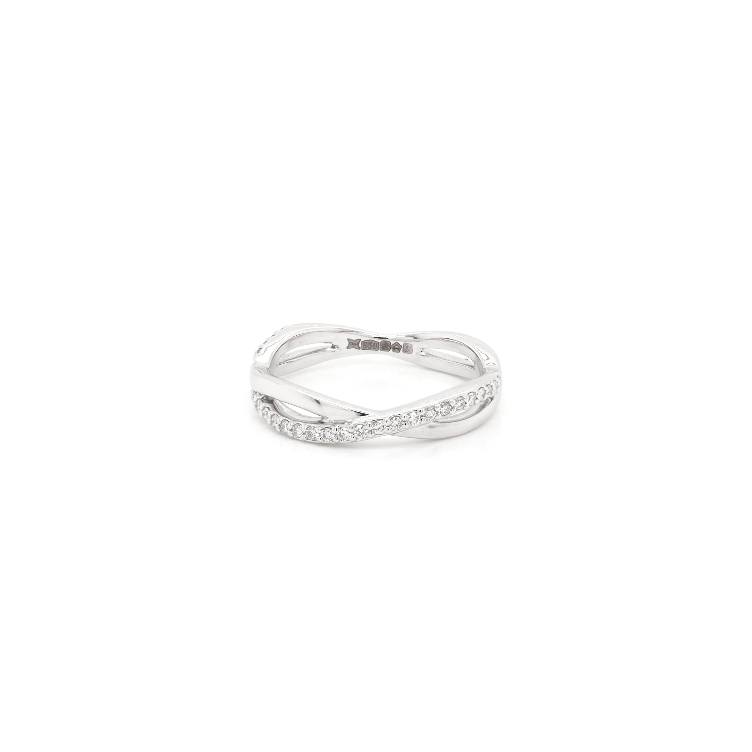 Platinum Diamond-Set Wavy Ring - Image 2