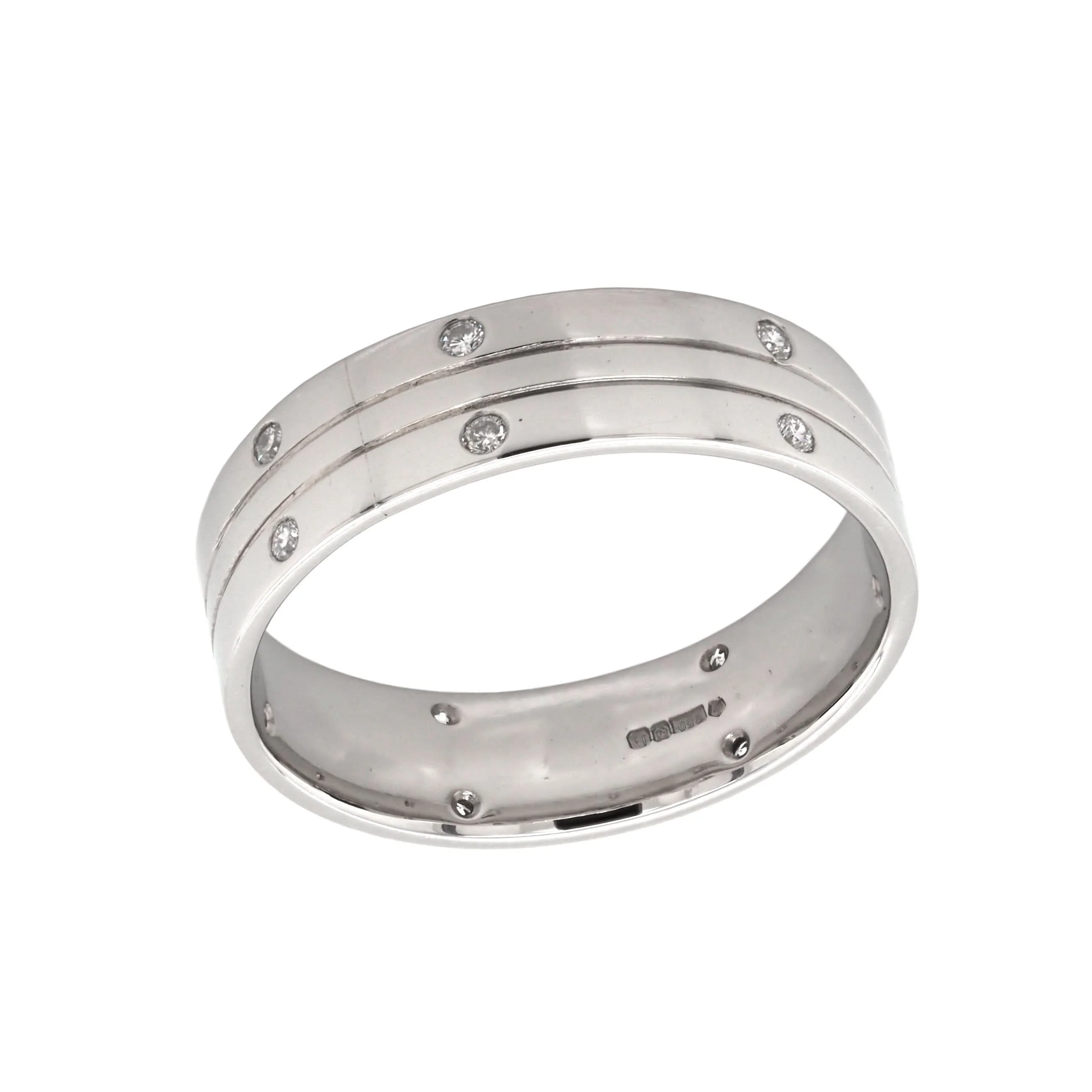 Platinum Diamond-Set Wide Dress Band - Image 2
