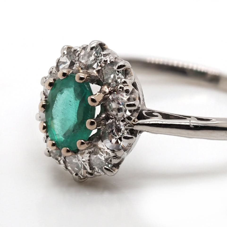 Platinum Emerald and Diamond Surround Cluster Ring, Circa 1930 - Image 2
