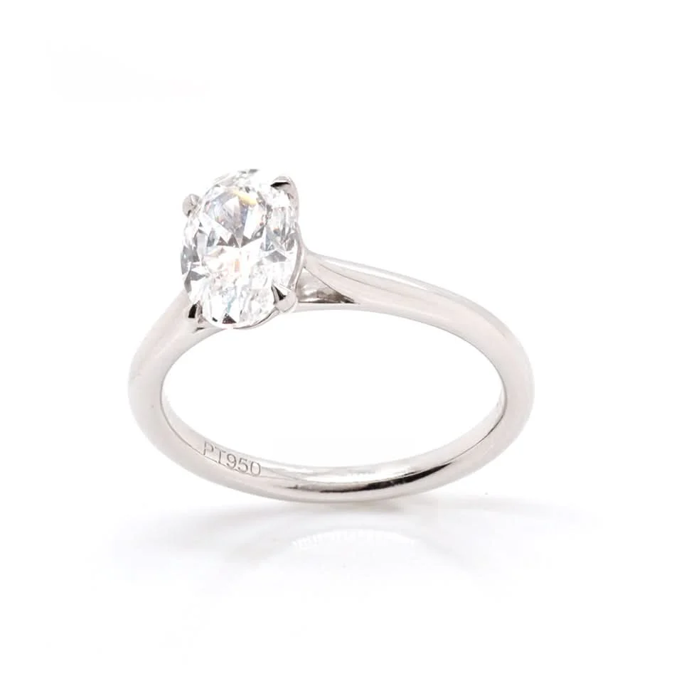 Platinum Oval Diamond Solitaire Ring - Image 2