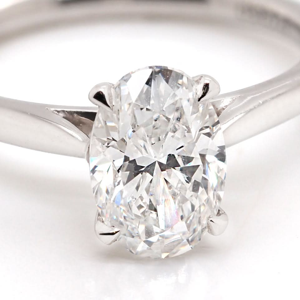 Platinum Oval Diamond Solitaire Ring - Image 3