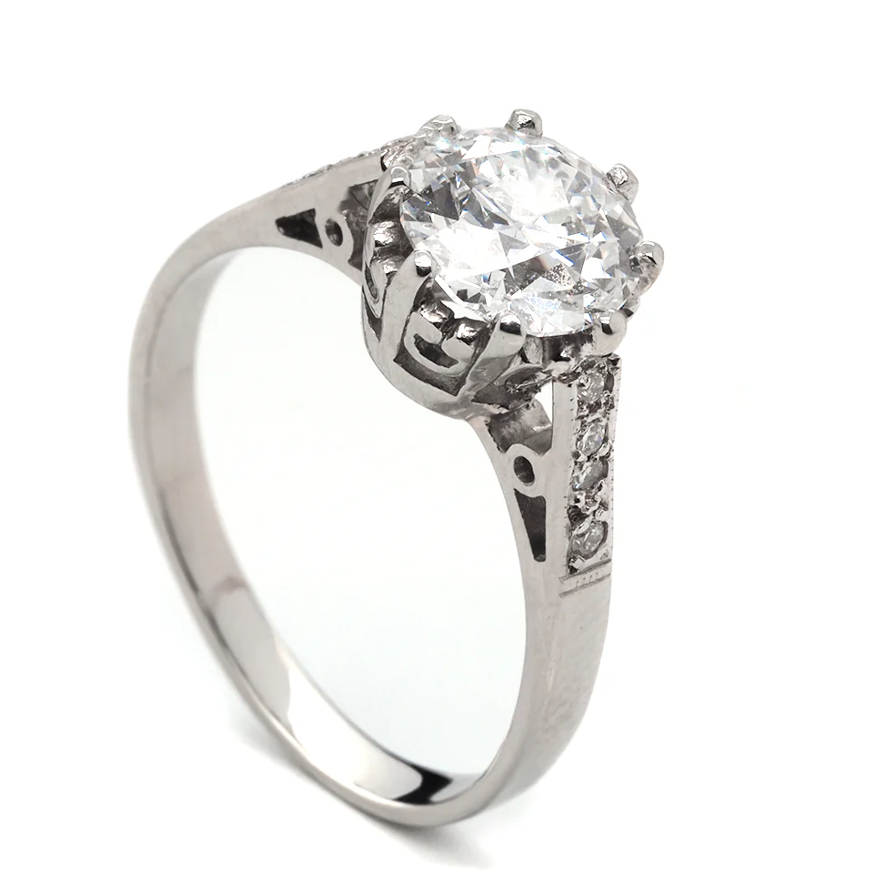 Platinum Rare High Colour Old Mine Cut Diamond Solitaire Ring - Image 2