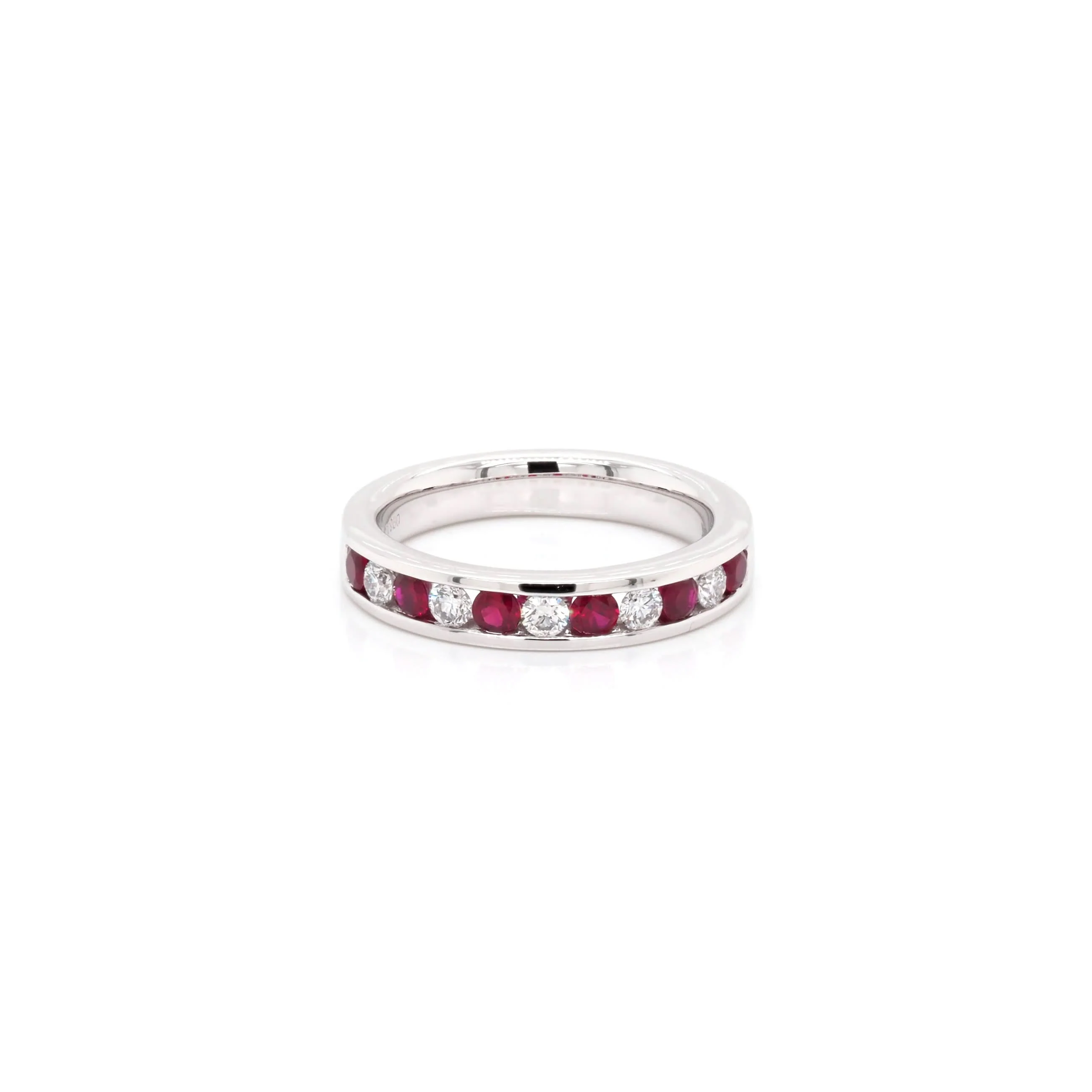 Platinum Ruby and Diamond-Set Half Eternity Ring - Image 2