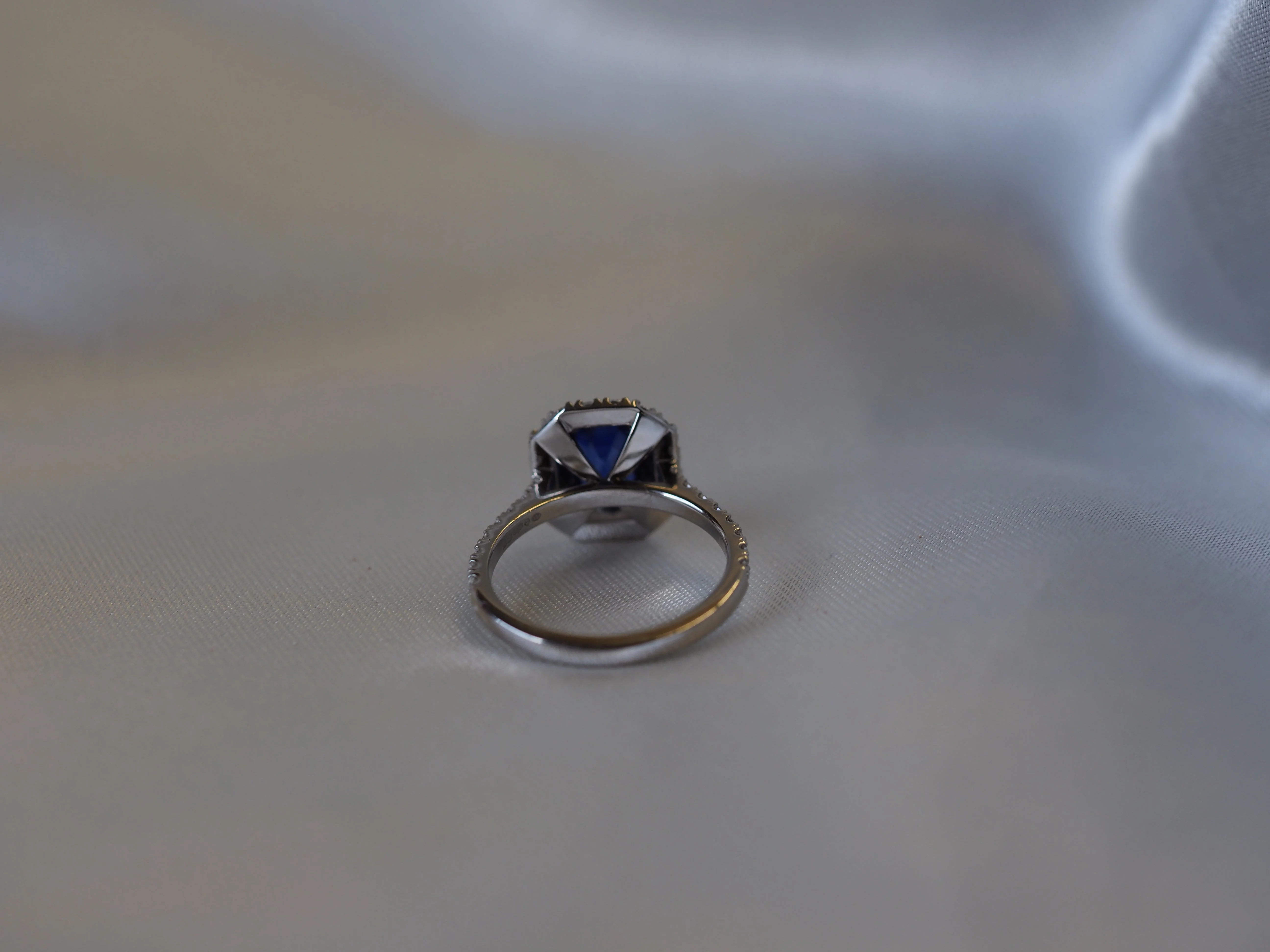 Platinum Sapphire and Diamond Double-Halo Ring - Image 5