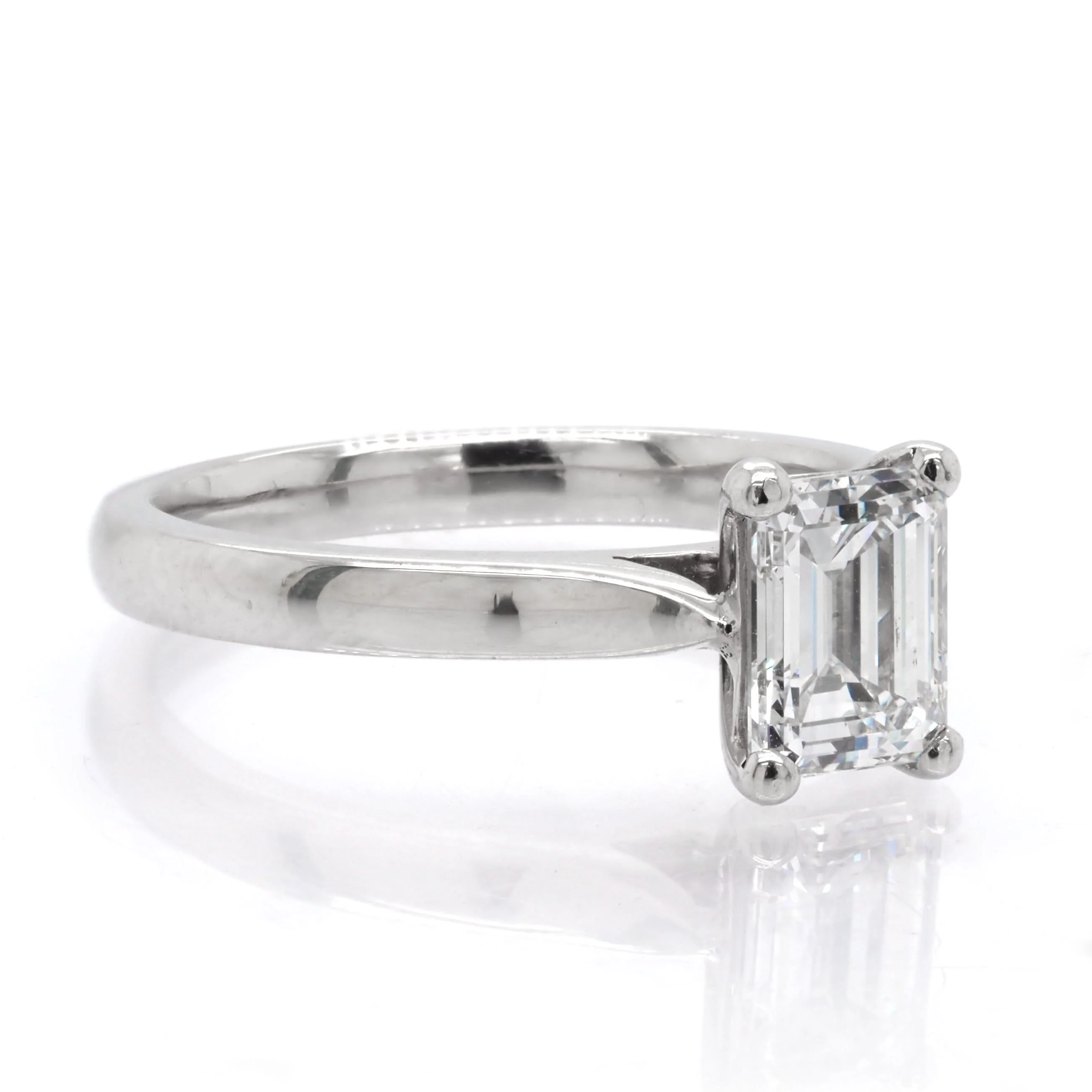 Platinum Single-Stone Emerald-Cut Diamond Solitaire Ring - Image 2