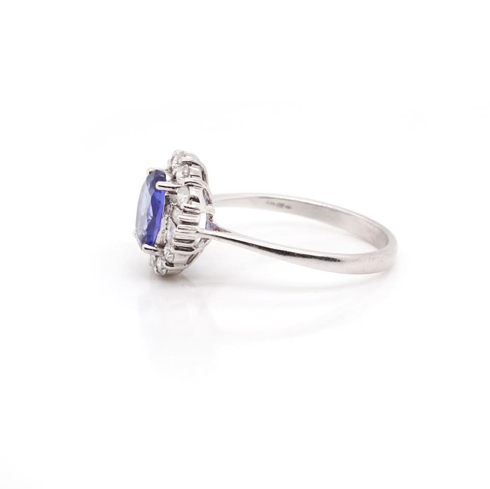 Platinum Tanzanite and Diamond Cluster Ring - Image 3