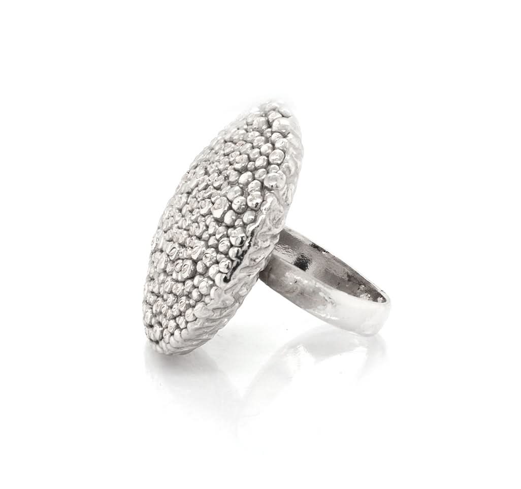 Roberto Coin Silver Beaded Button Ring - Image 2