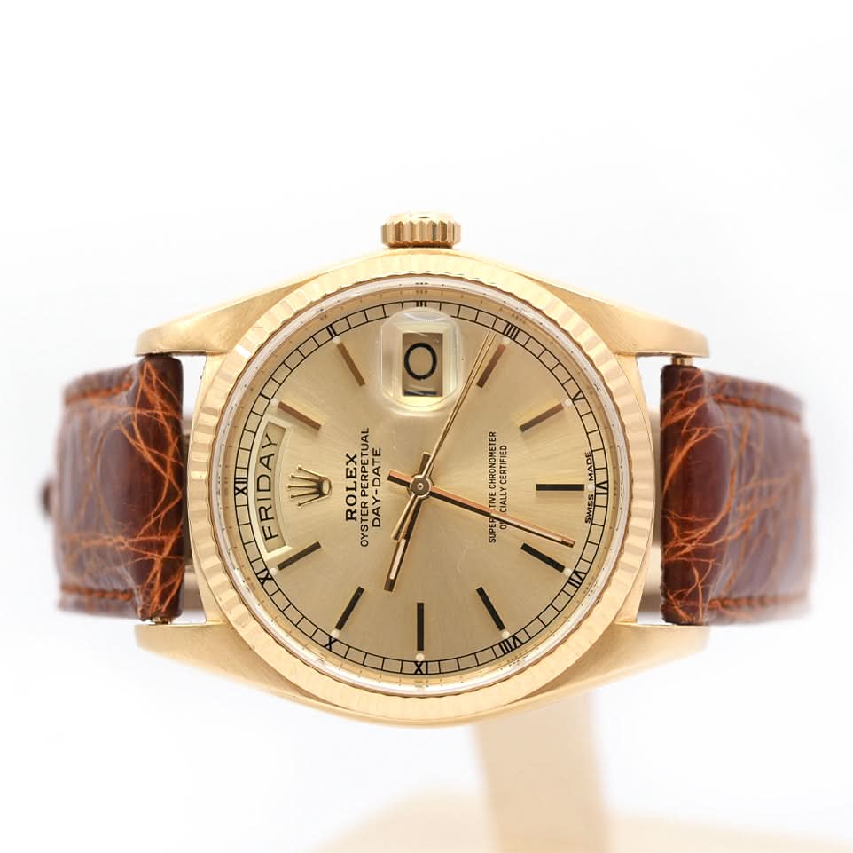 Rolex Day-Date – 18ct Yellow Gold, Leather Strap (1978) - Image 3