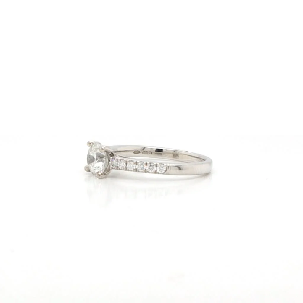 Rosina® A Platinum Single-Stone Diamond Ring with Diamond-set Shoulders - Image 2