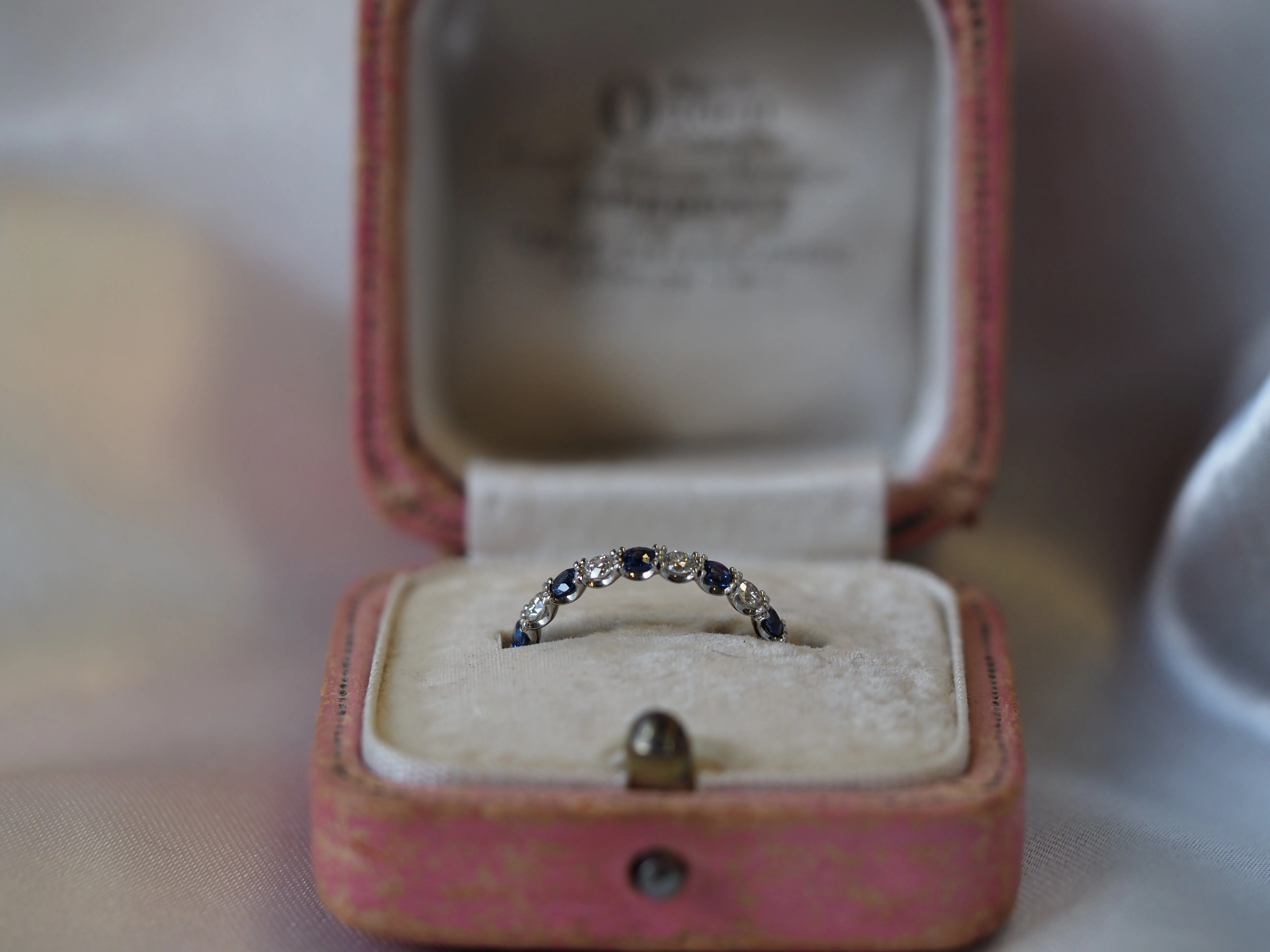 Sapphire and Diamond Half-Eternity Ring in Platinum - Image 2
