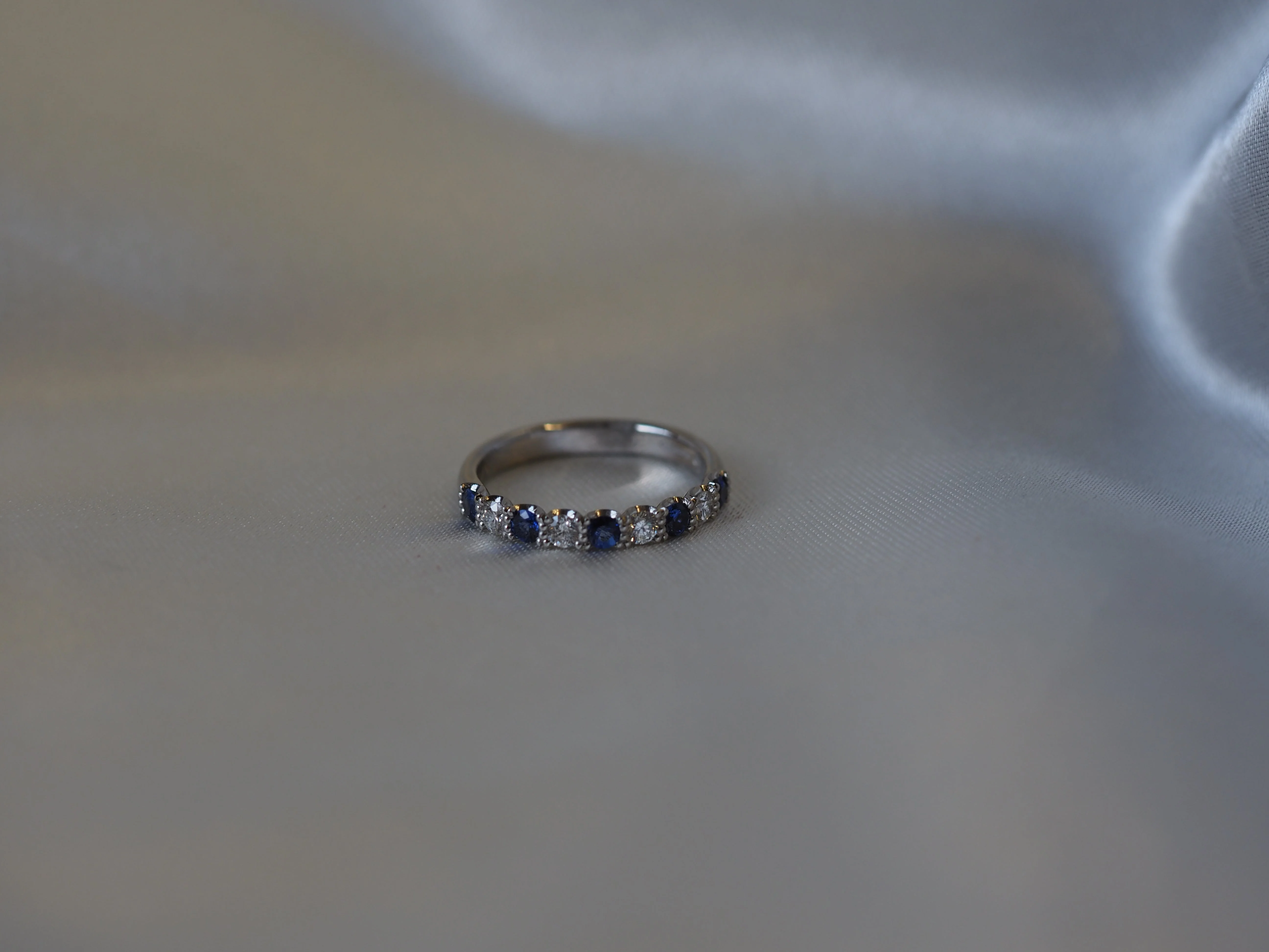 Sapphire and Diamond Half-Eternity Ring in Platinum - Image 3