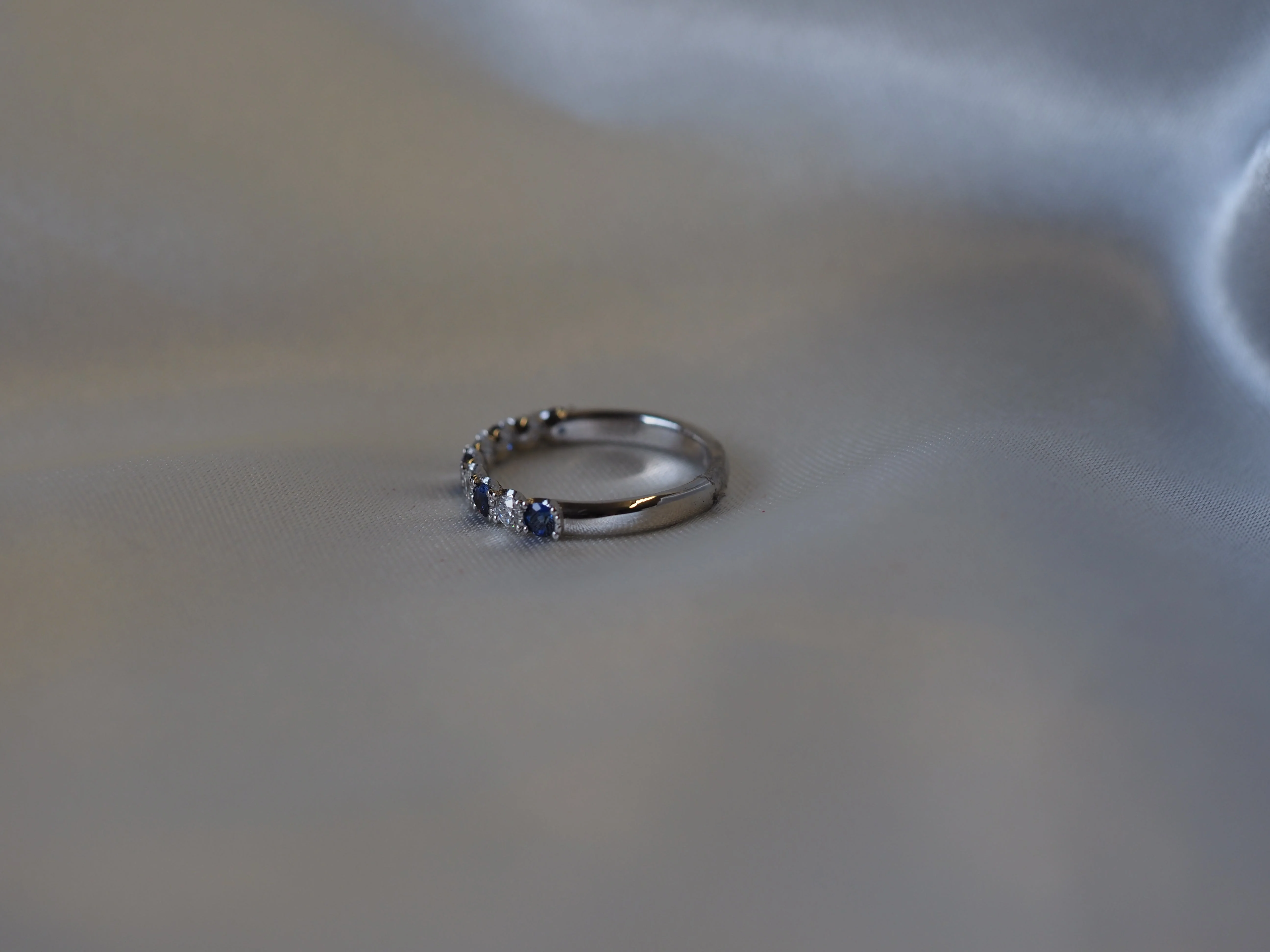 Sapphire and Diamond Half-Eternity Ring in Platinum - Image 4