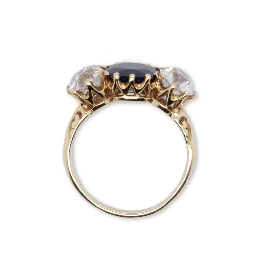A Sapphire and Diamond Three stone Ring, Circa 1900 - Image 4