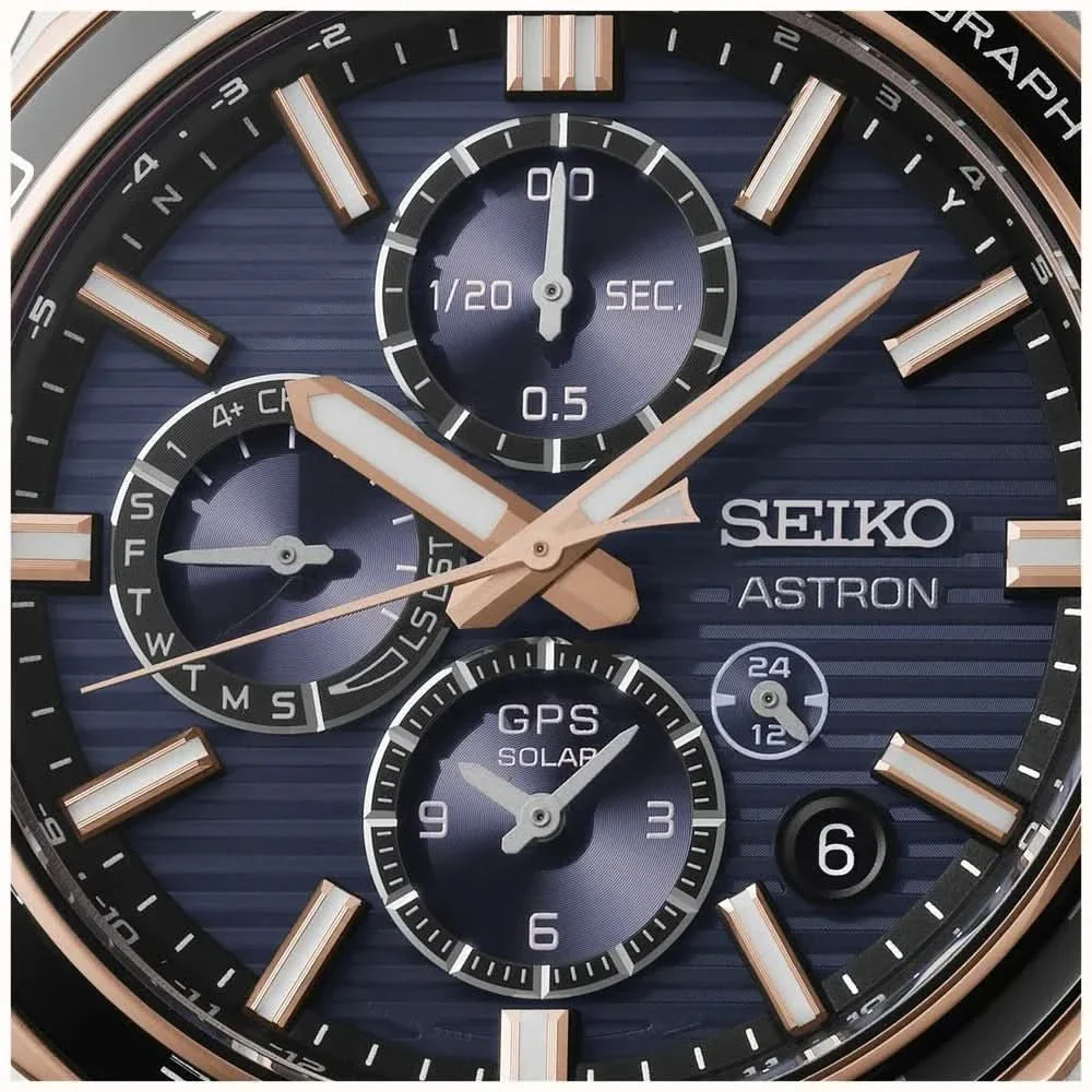Seiko Astron Limited Edition GPS Solar Gents Watch — Steel Bracelet, World Time, Rose Gold Accents - Image 6
