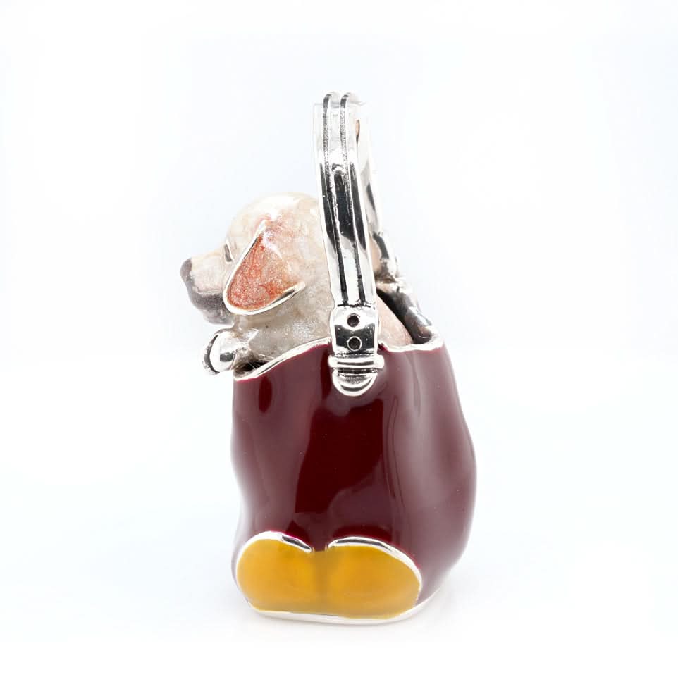 Silver and Enamel Dog in a Handbag Ornament - Image 2